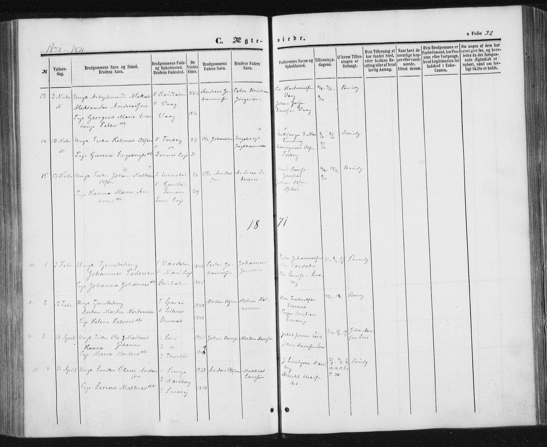 Ministerialprotokoller, klokkerbøker og fødselsregistre - Nord-Trøndelag, SAT/A-1458/784/L0670: Parish register (official) no. 784A05, 1860-1876, p. 32
