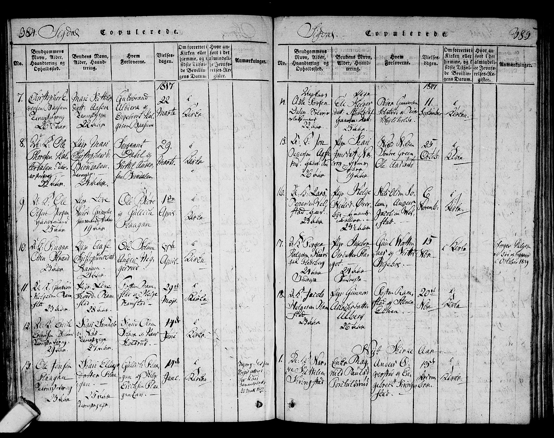 Sigdal kirkebøker, AV/SAKO-A-245/F/Fa/L0005: Parish register (official) no. I 5 /1, 1815-1829, p. 384-385