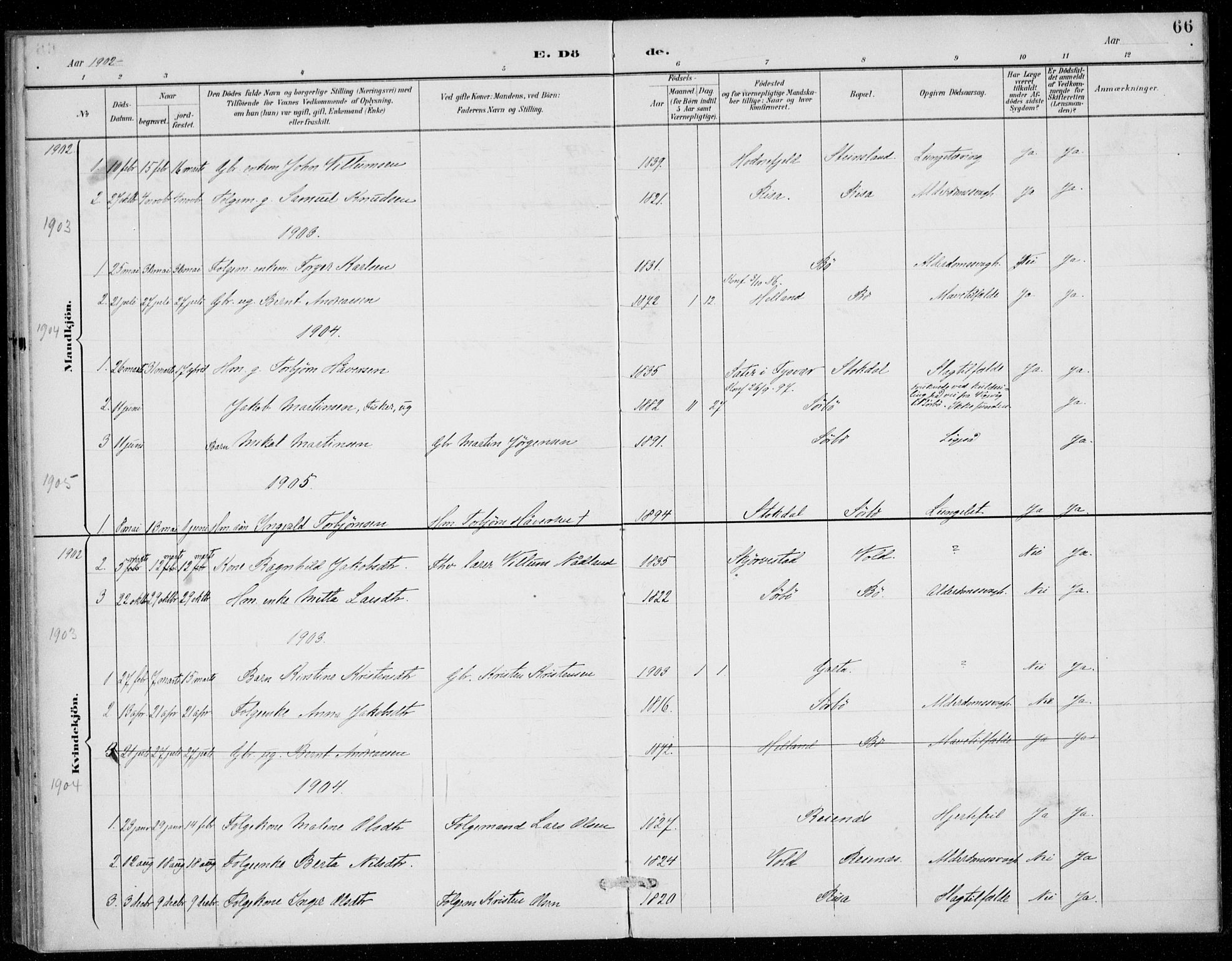 Rennesøy sokneprestkontor, SAST/A -101827/H/Ha/Haa/L0016: Parish register (official) no. A 16, 1891-1924, p. 66
