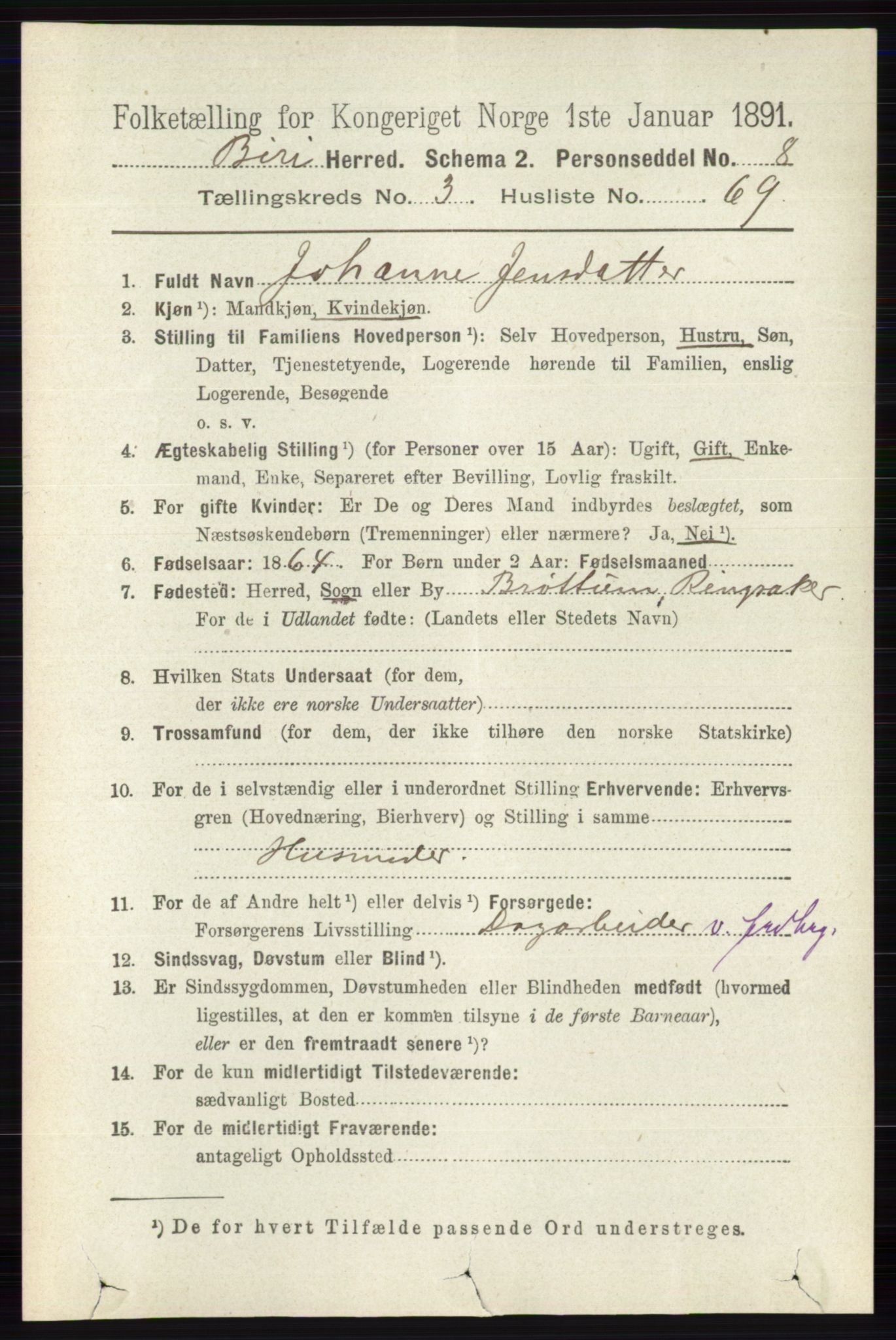 RA, 1891 census for 0525 Biri, 1891, p. 1320