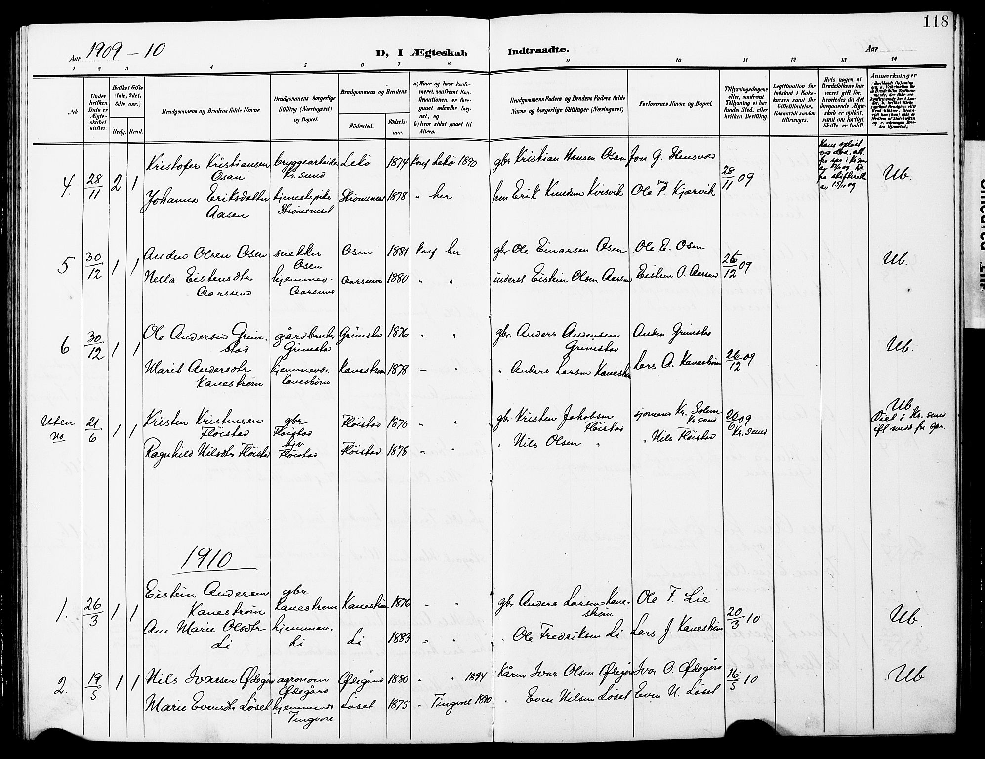 Ministerialprotokoller, klokkerbøker og fødselsregistre - Møre og Romsdal, AV/SAT-A-1454/587/L1001: Parish register (copy) no. 587C01, 1906-1927, p. 118