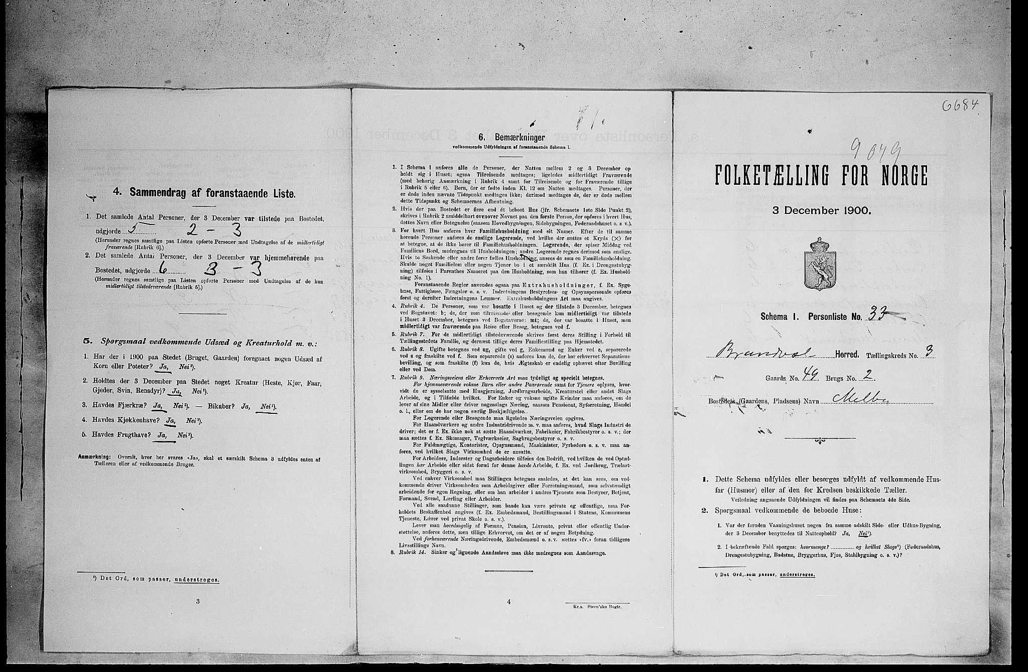 SAH, 1900 census for Brandval, 1900, p. 60