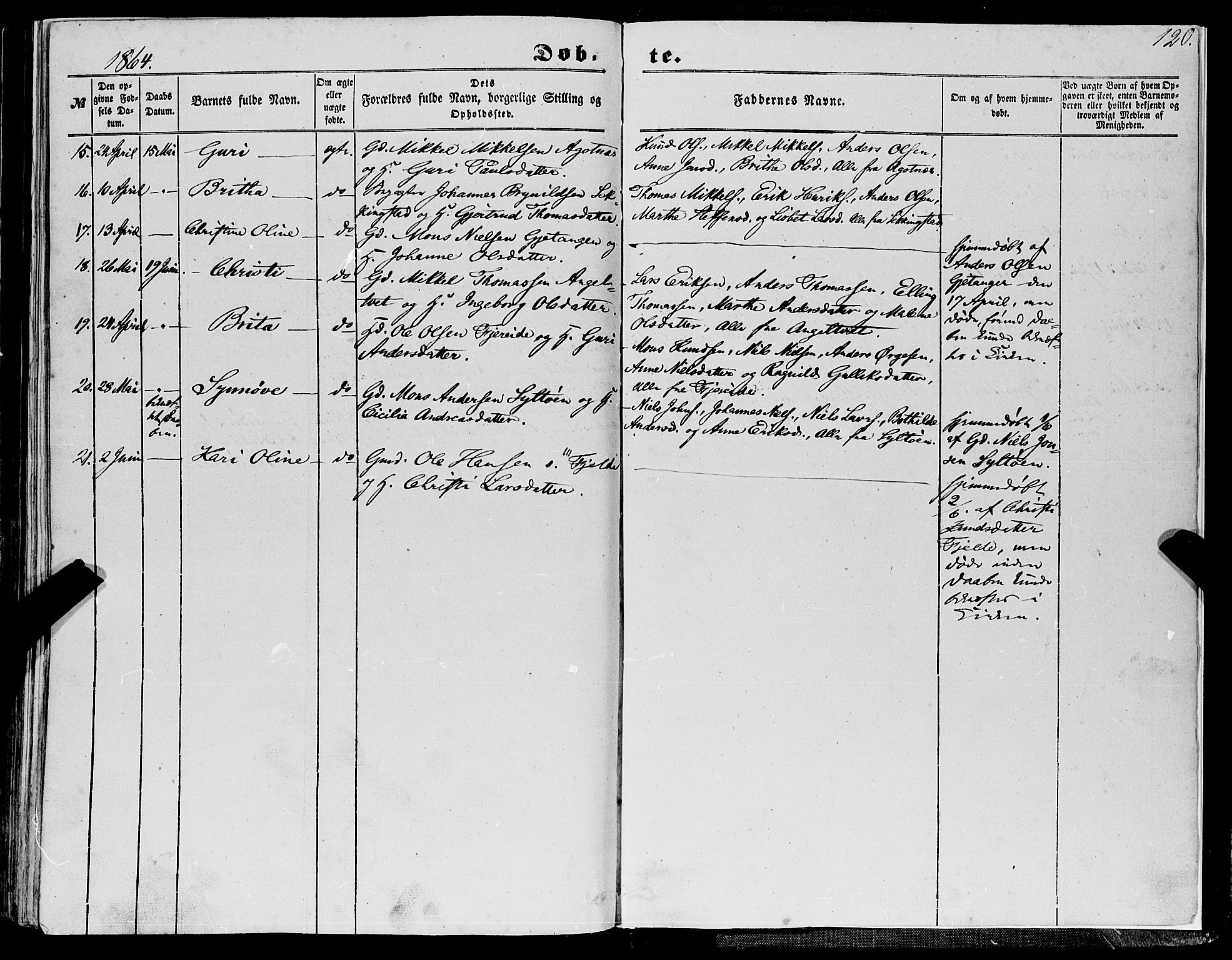 Fjell sokneprestembete, AV/SAB-A-75301/H/Haa: Parish register (official) no. A 2, 1847-1864, p. 120