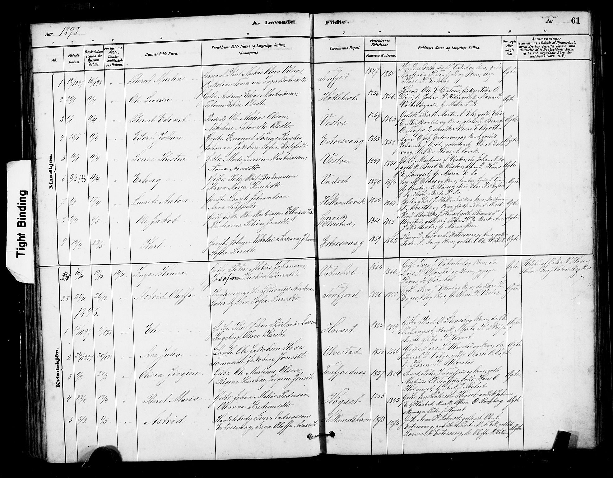 Ministerialprotokoller, klokkerbøker og fødselsregistre - Møre og Romsdal, AV/SAT-A-1454/525/L0376: Parish register (copy) no. 525C02, 1880-1902, p. 61