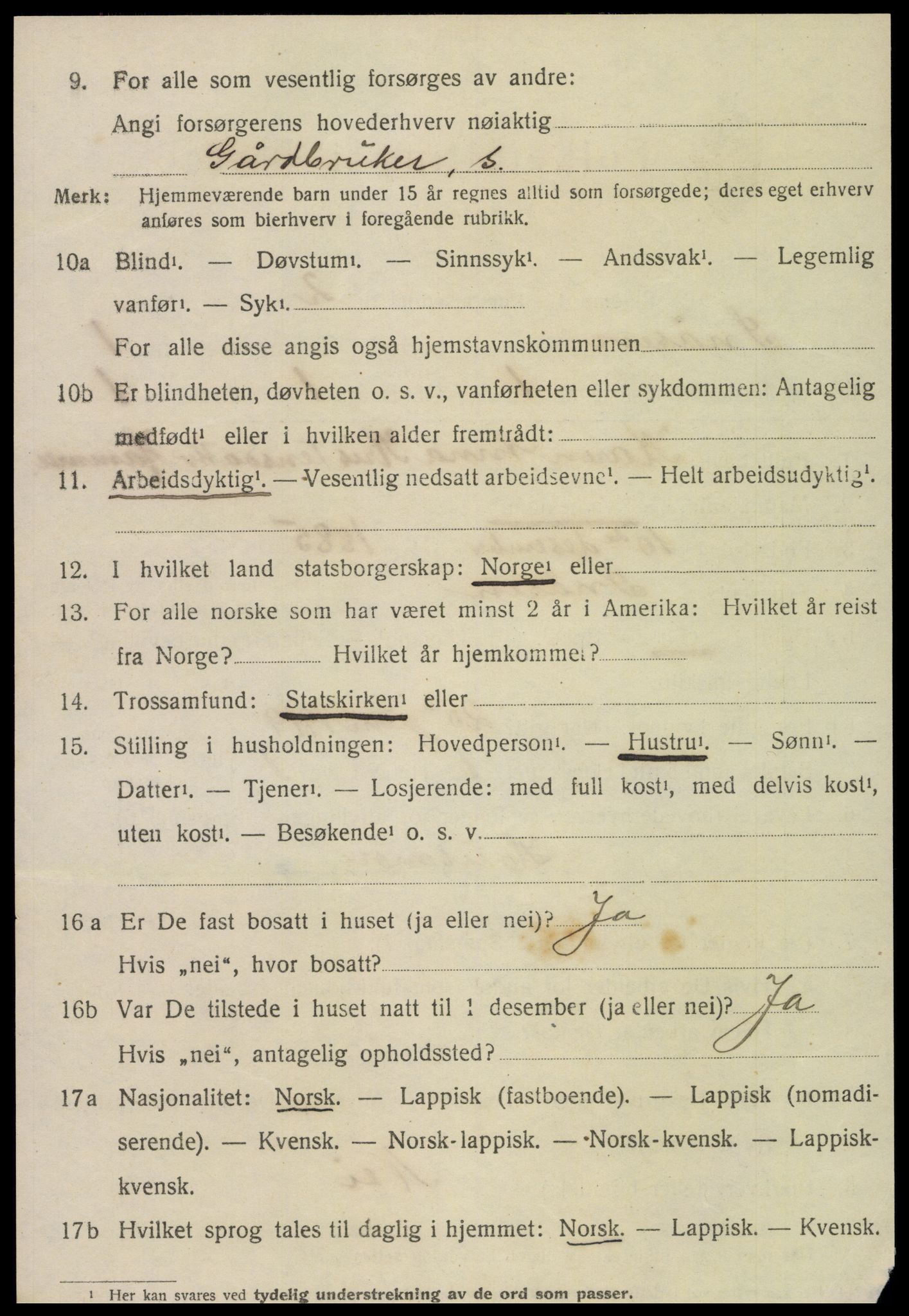 SAT, 1920 census for Snåsa, 1920, p. 1045