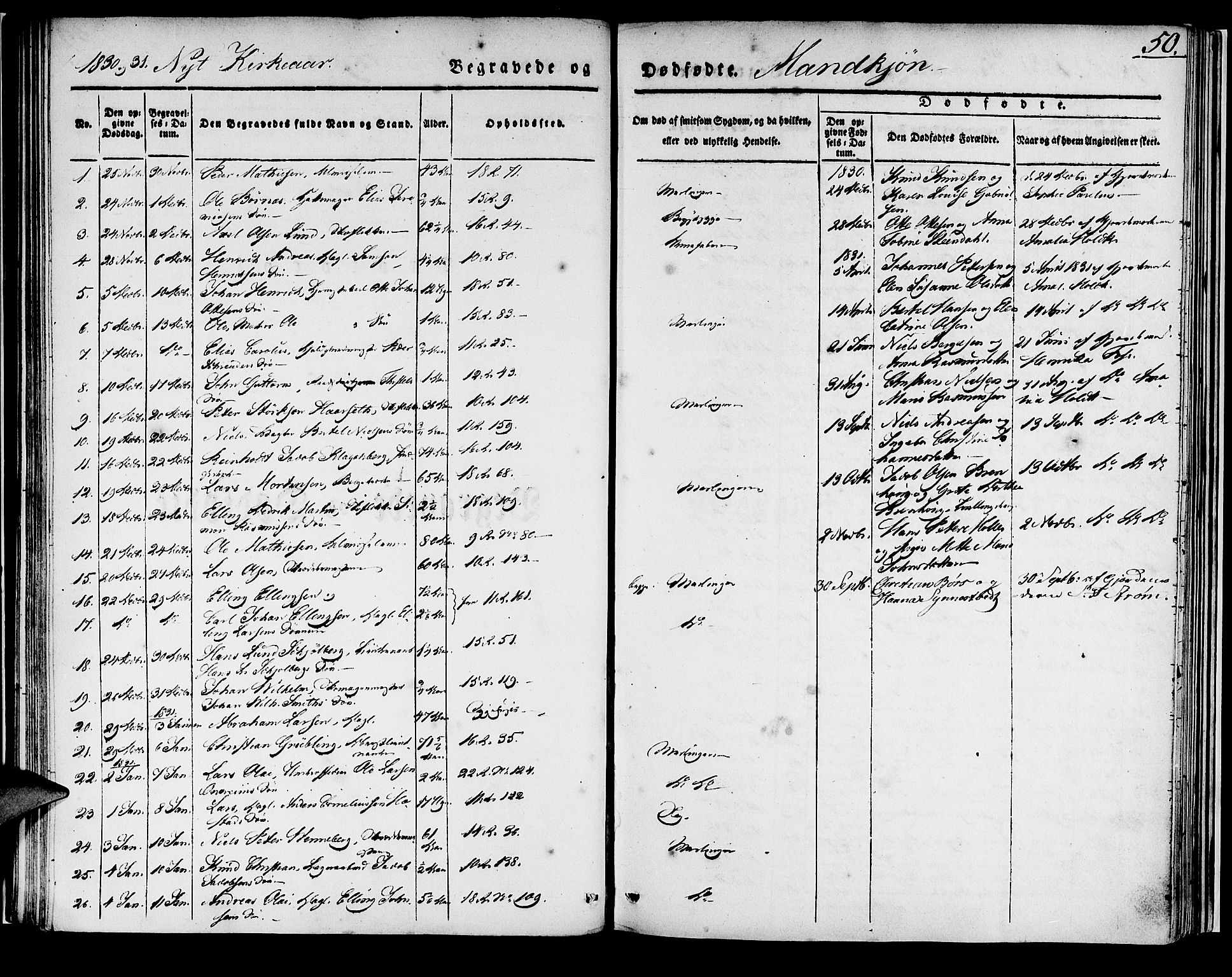 Domkirken sokneprestembete, AV/SAB-A-74801/H/Haa/L0014: Parish register (official) no. A 13, 1830-1837, p. 50