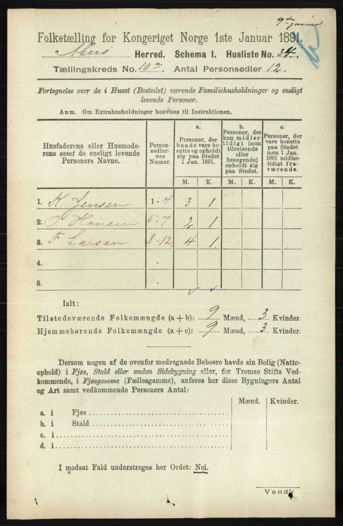 RA, 1891 census for 0218 Aker, 1891, p. 8841