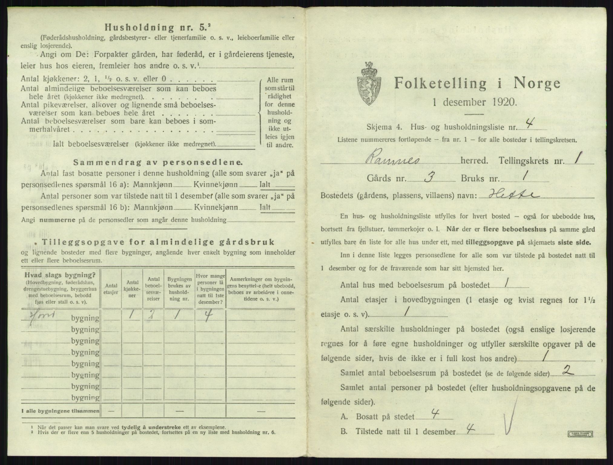 SAKO, 1920 census for Ramnes, 1920, p. 39