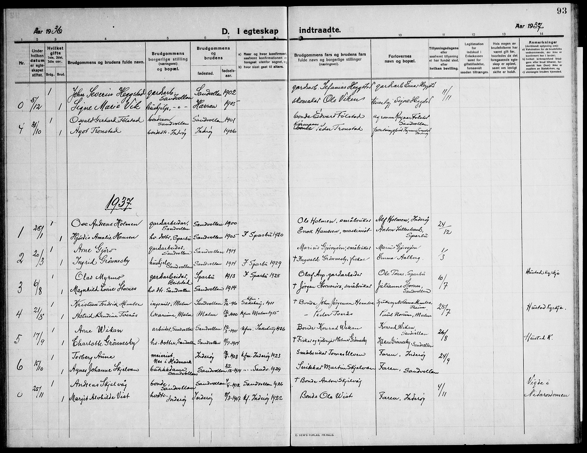 Ministerialprotokoller, klokkerbøker og fødselsregistre - Nord-Trøndelag, SAT/A-1458/732/L0319: Parish register (copy) no. 732C03, 1911-1945, p. 93