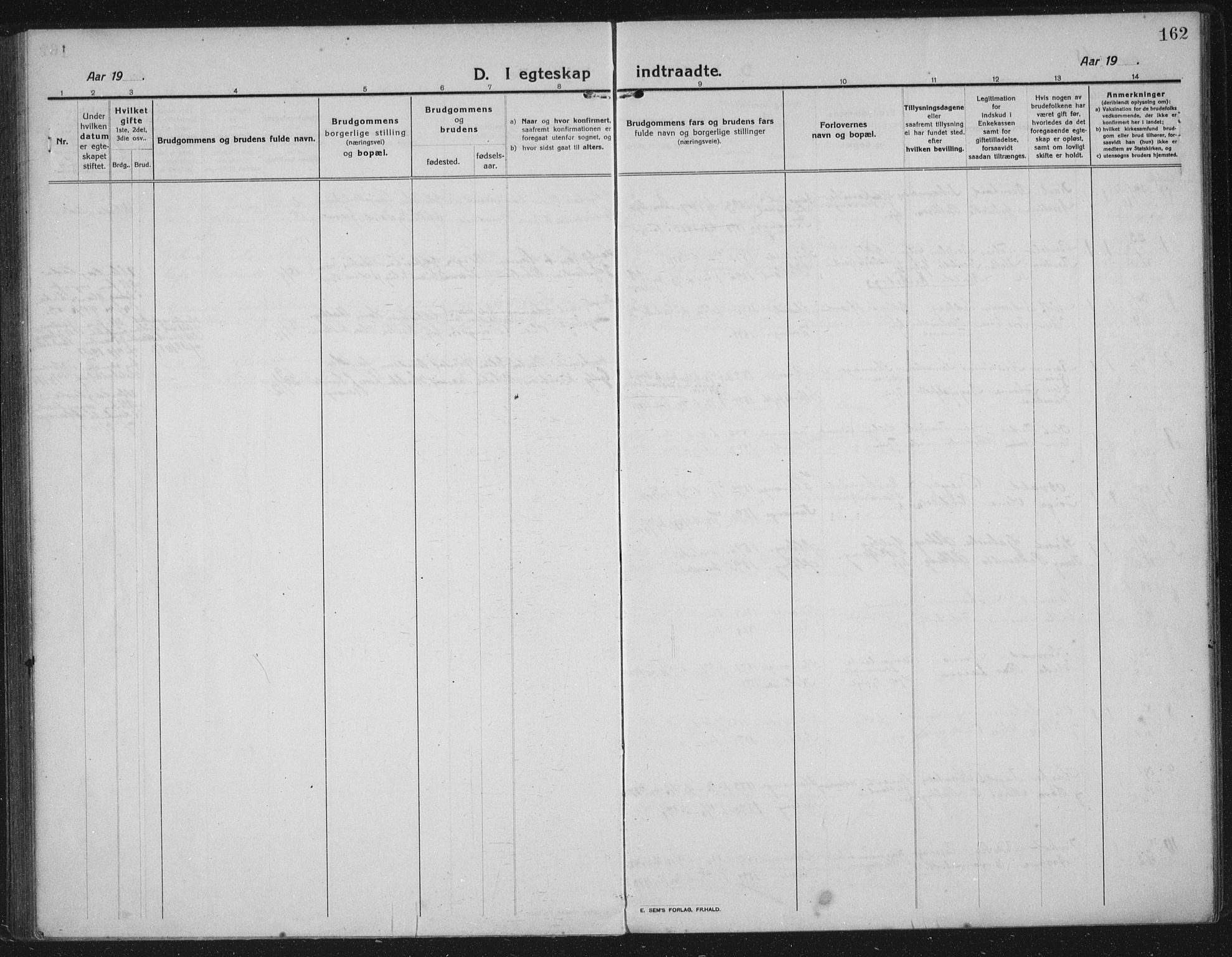 Håland sokneprestkontor, AV/SAST-A-101802/002/C/L0001: Parish register (official) no. A 14, 1913-1927, p. 162