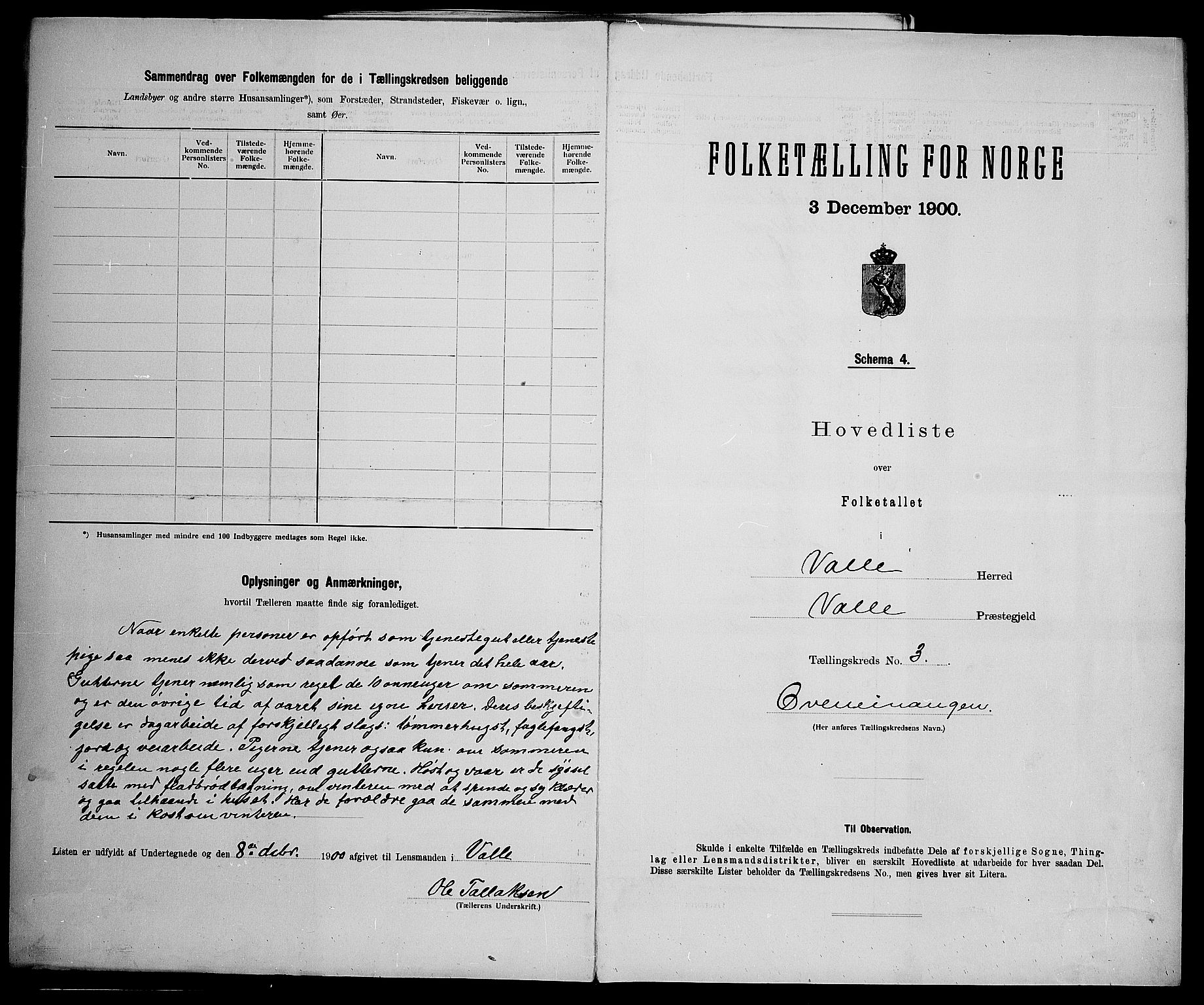 SAK, 1900 census for Valle, 1900, p. 18