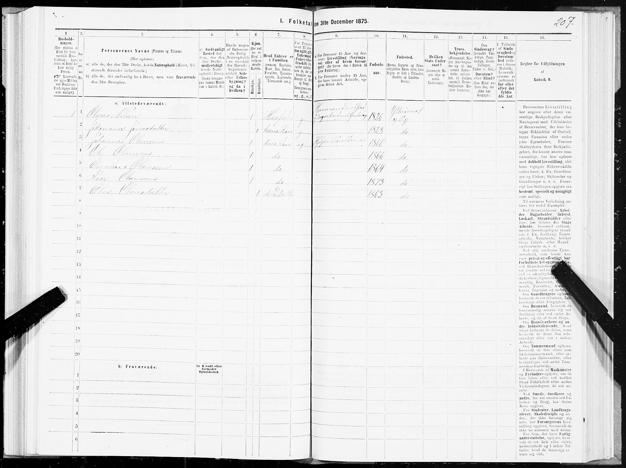 SAT, 1875 census for 1722P Ytterøy, 1875, p. 2207