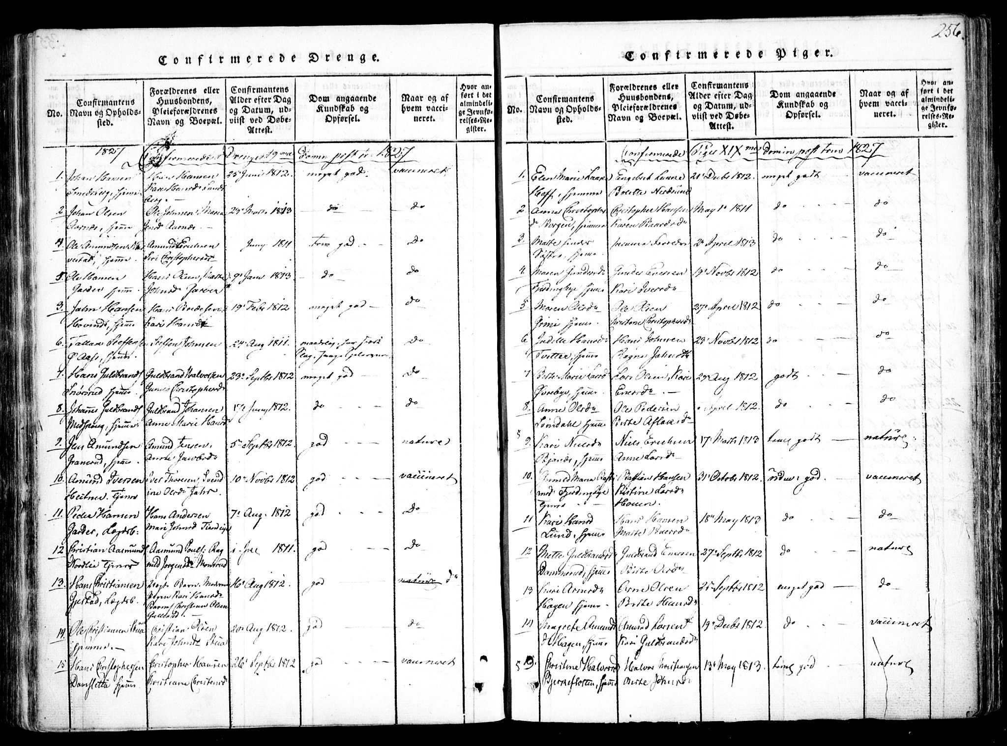 Fet prestekontor Kirkebøker, SAO/A-10370a/F/Fa/L0008: Parish register (official) no. I 8, 1815-1842, p. 256