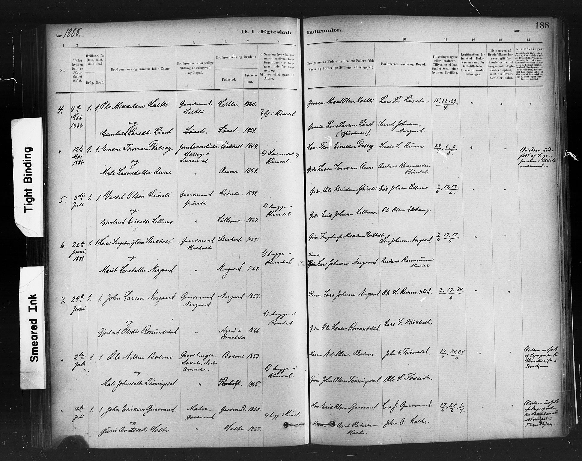 Ministerialprotokoller, klokkerbøker og fødselsregistre - Møre og Romsdal, AV/SAT-A-1454/598/L1069: Parish register (official) no. 598A03, 1882-1895, p. 188