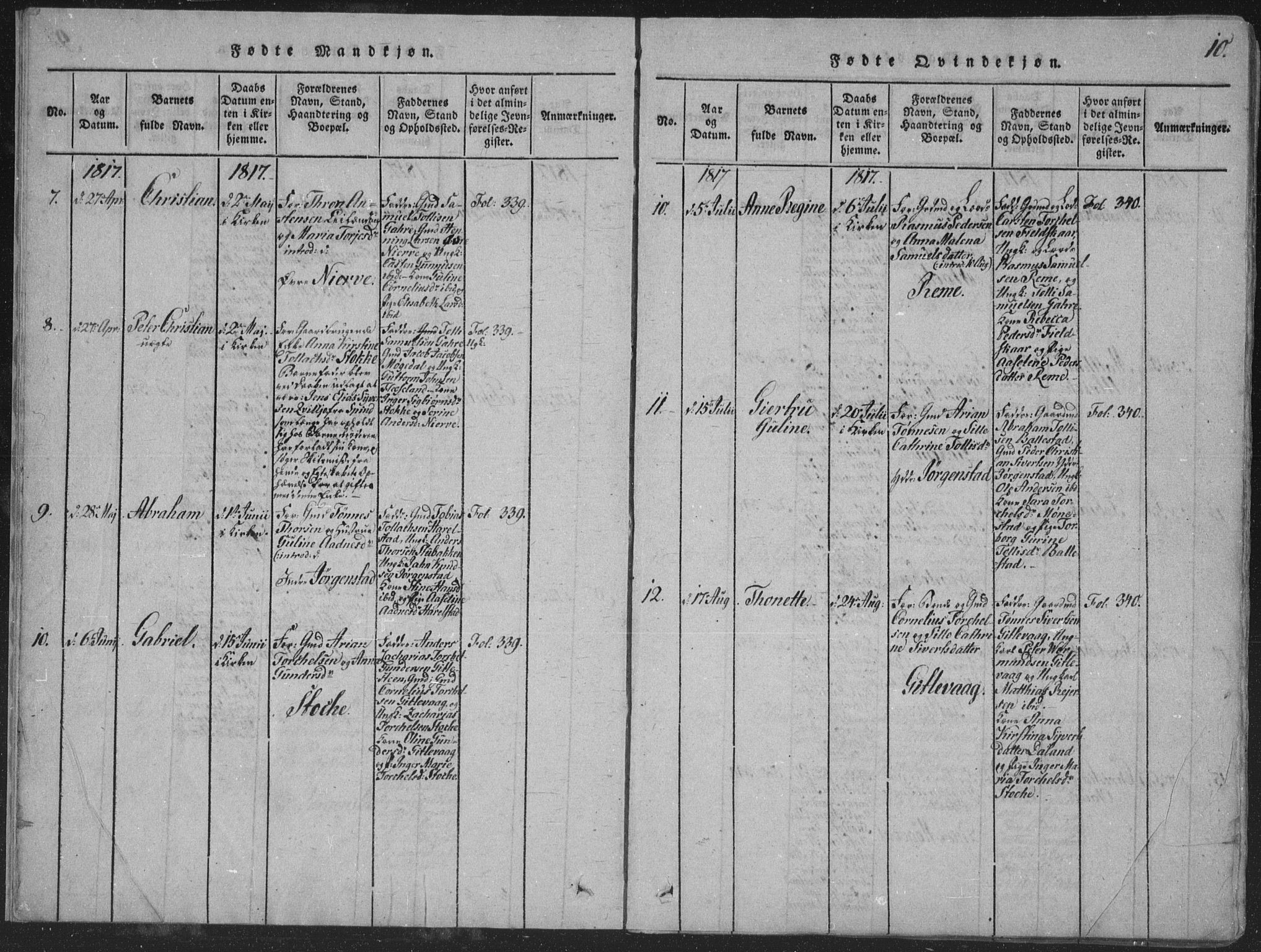 Sør-Audnedal sokneprestkontor, AV/SAK-1111-0039/F/Fa/Faa/L0001: Parish register (official) no. A 1, 1816-1848, p. 10