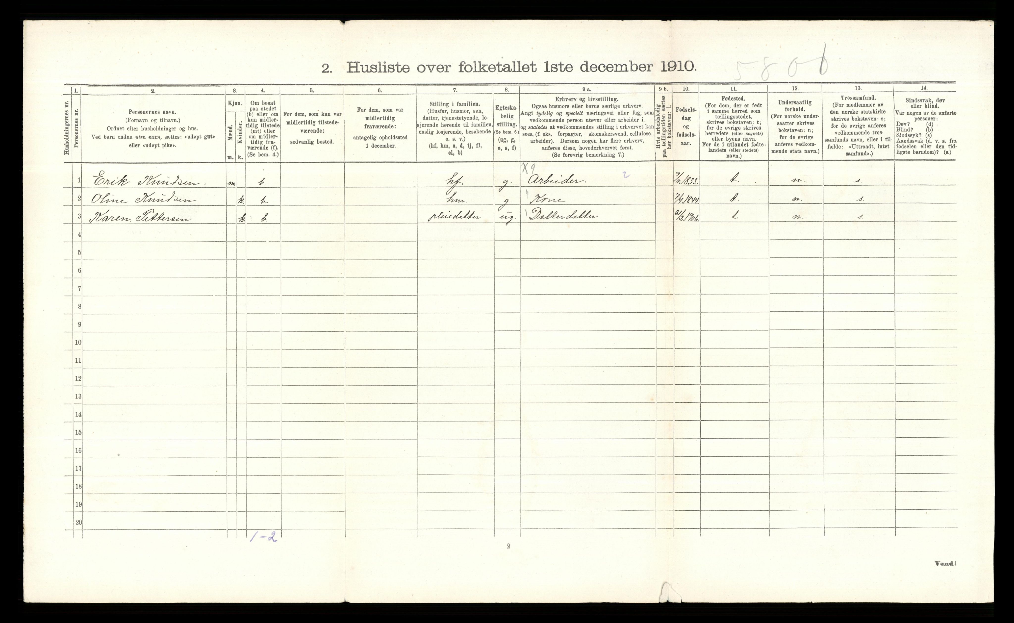 RA, 1910 census for Stange, 1910, p. 2049