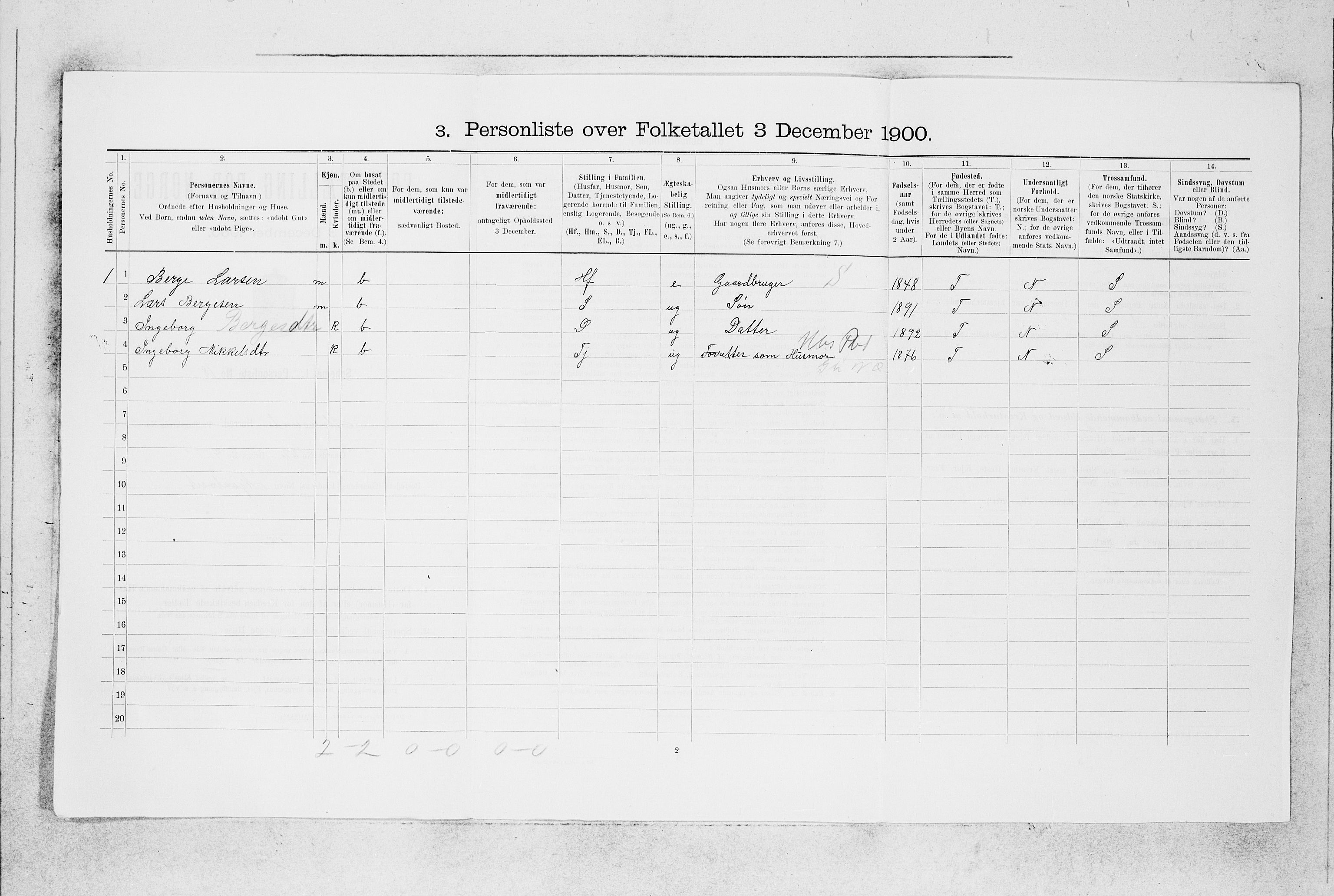 SAB, 1900 census for Alversund, 1900, p. 342