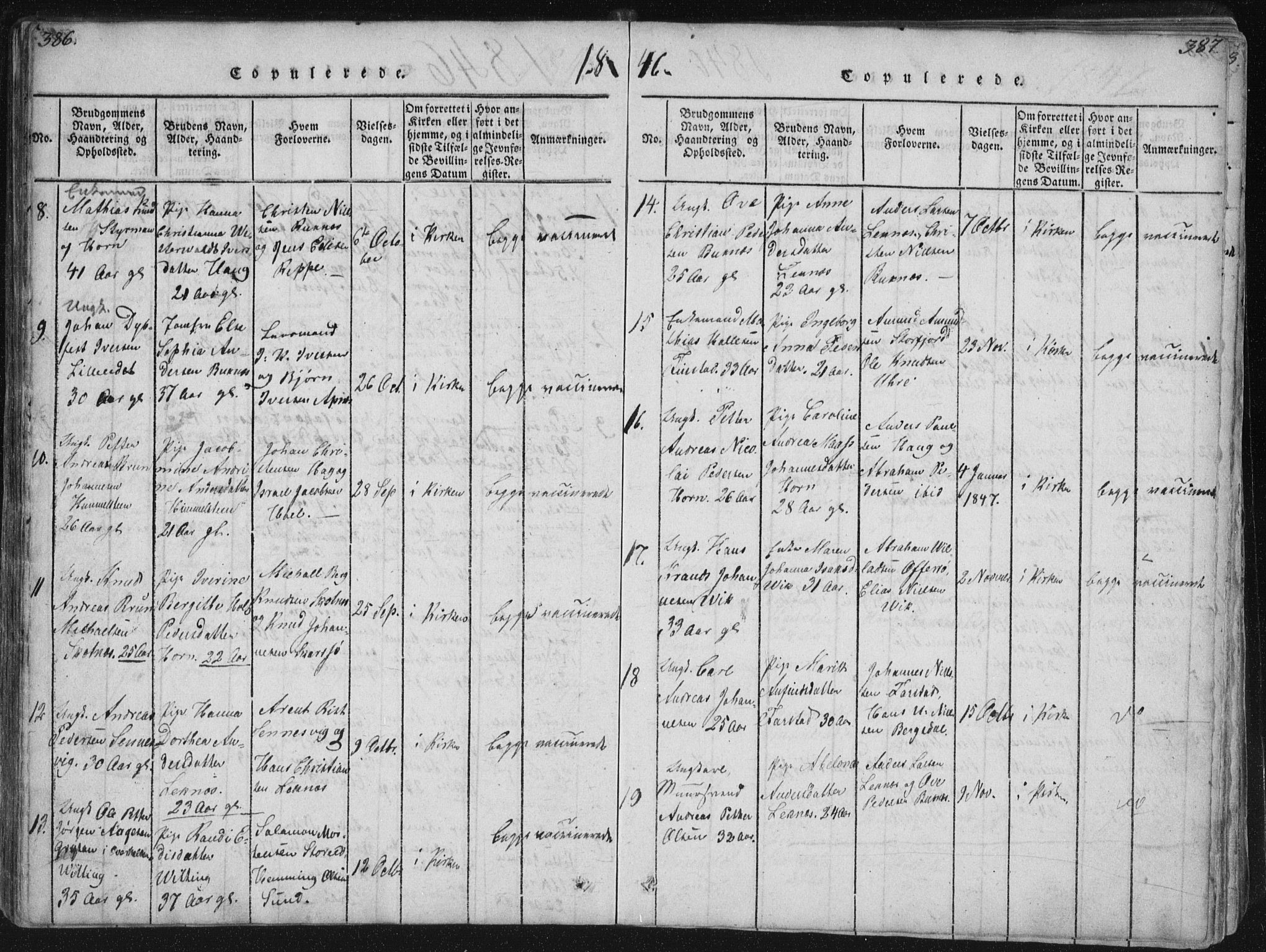 Ministerialprotokoller, klokkerbøker og fødselsregistre - Nordland, AV/SAT-A-1459/881/L1164: Parish register (copy) no. 881C01, 1818-1853, p. 386-387