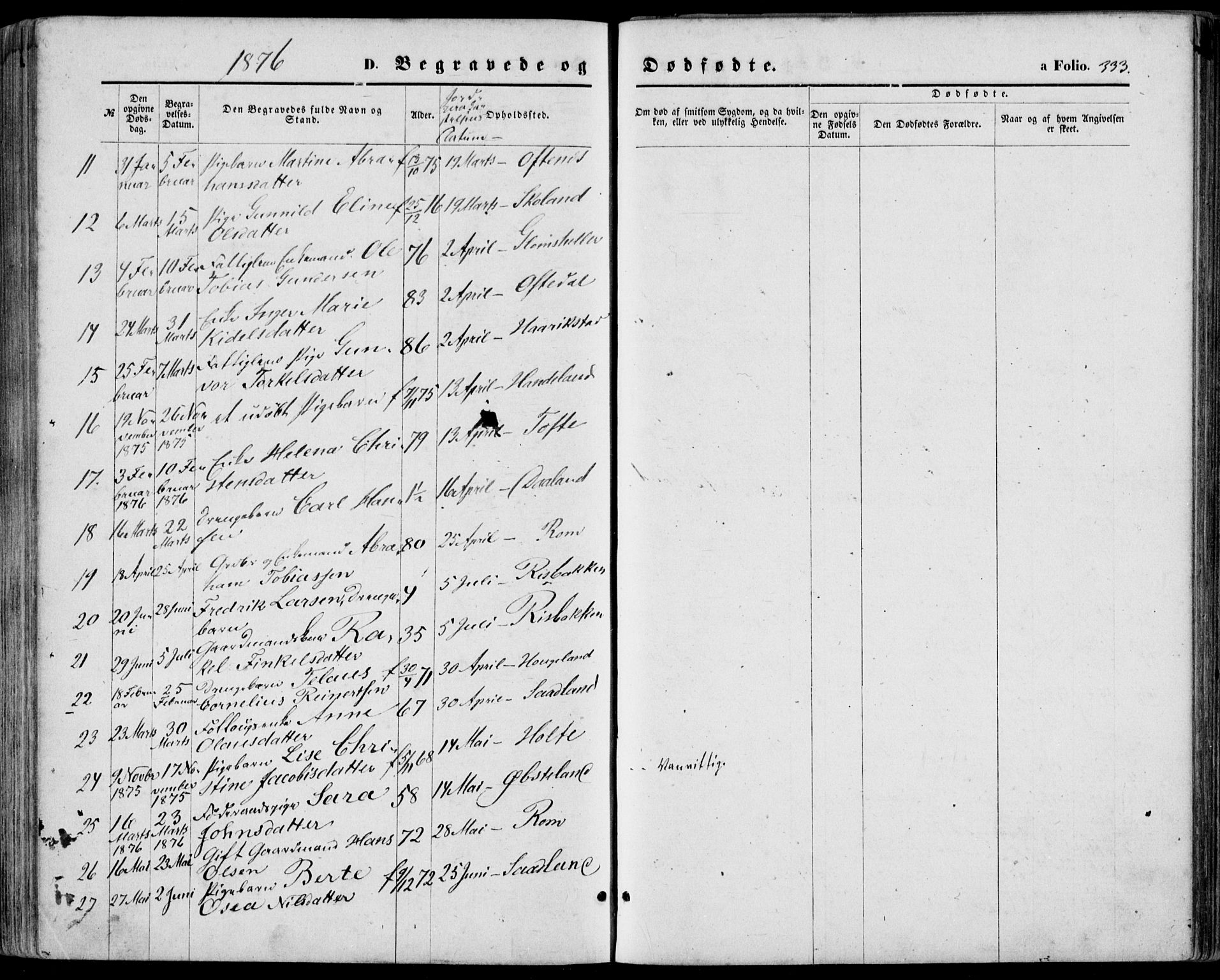 Lyngdal sokneprestkontor, SAK/1111-0029/F/Fa/Fac/L0010: Parish register (official) no. A 10, 1865-1878, p. 333
