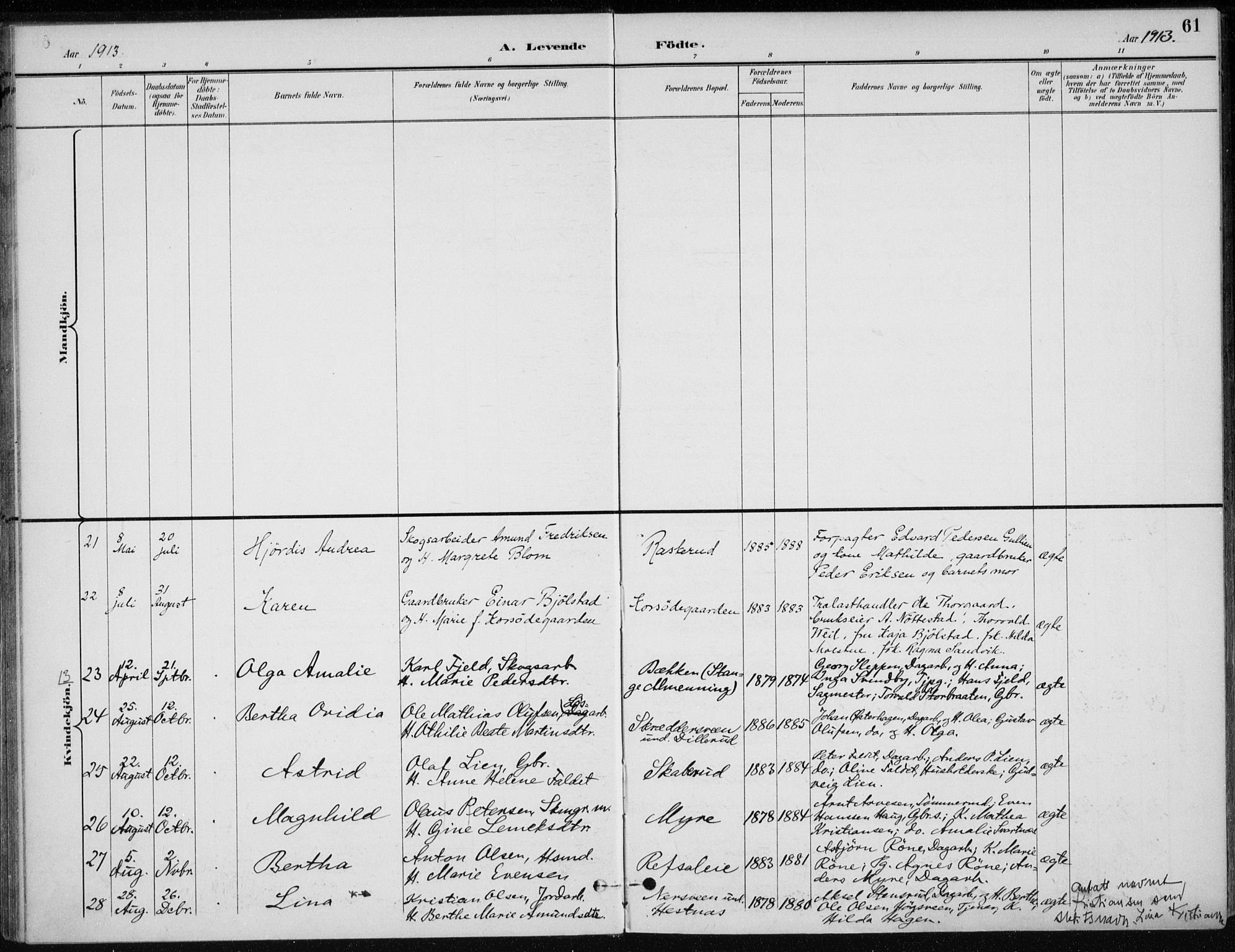 Stange prestekontor, SAH/PREST-002/K/L0023: Parish register (official) no. 23, 1897-1920, p. 61