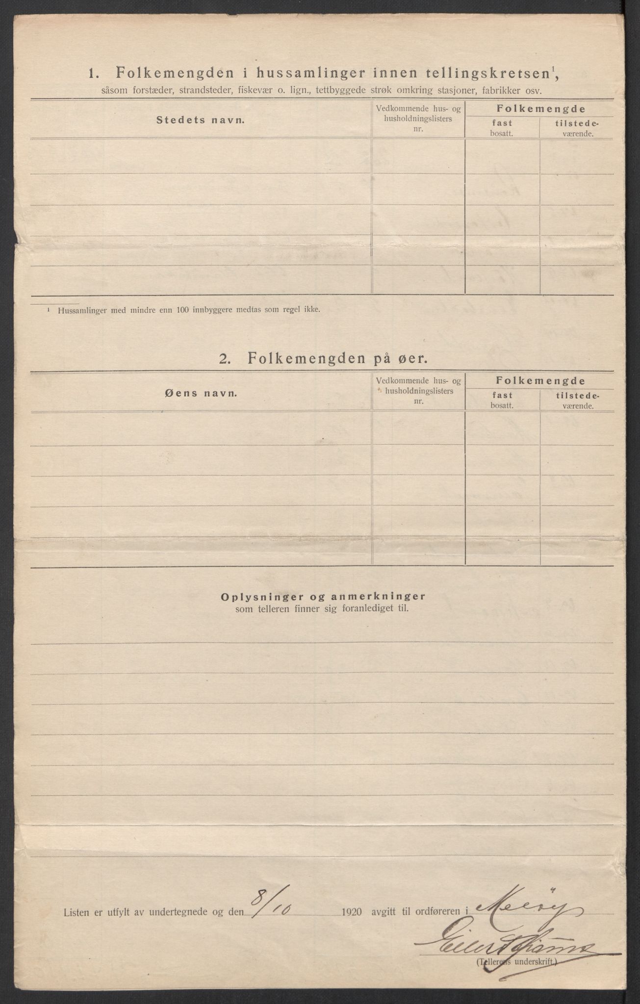 SAT, 1920 census for Meløy, 1920, p. 50