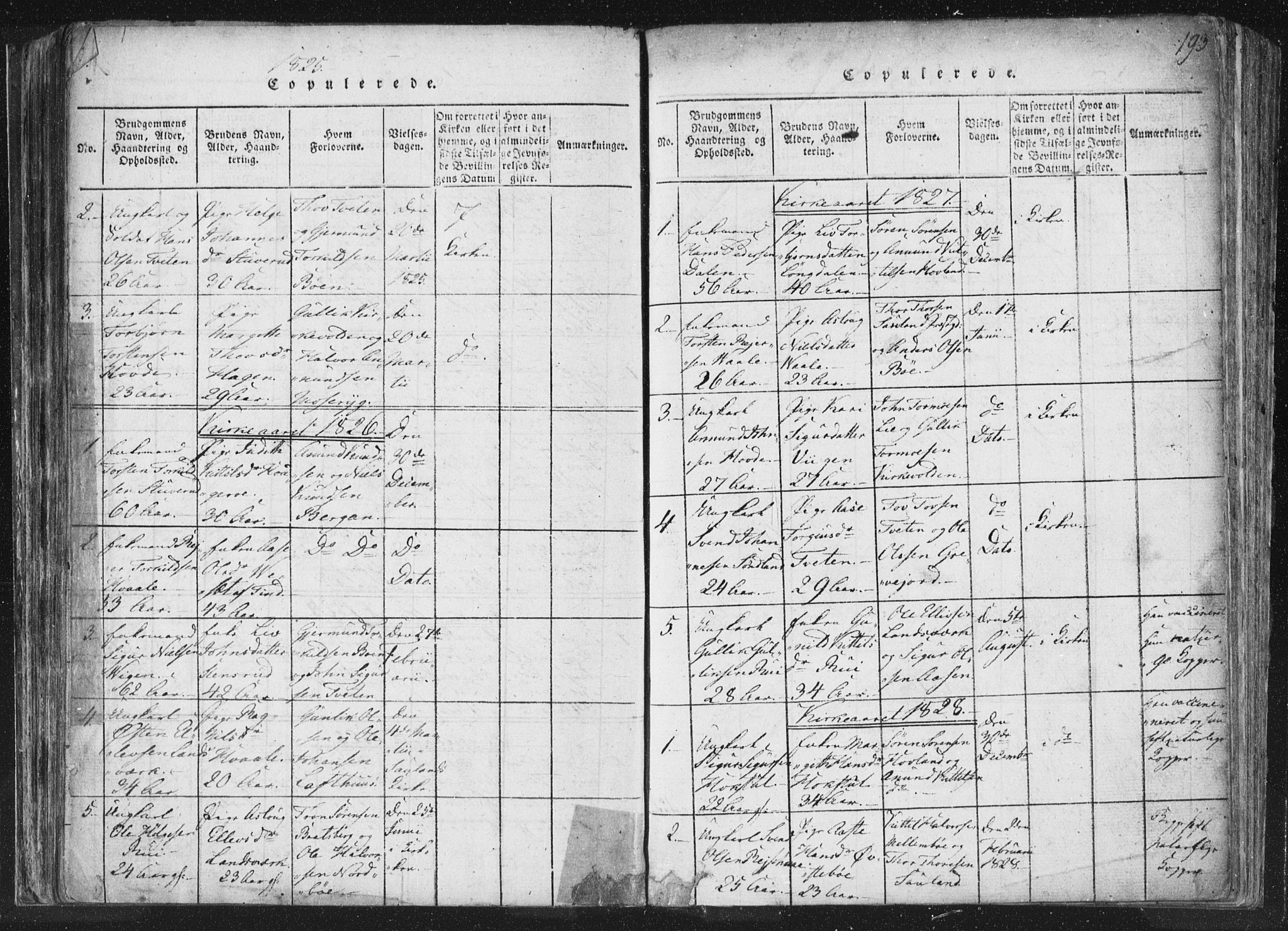 Hjartdal kirkebøker, AV/SAKO-A-270/F/Fc/L0001: Parish register (official) no. III 1, 1815-1843, p. 193