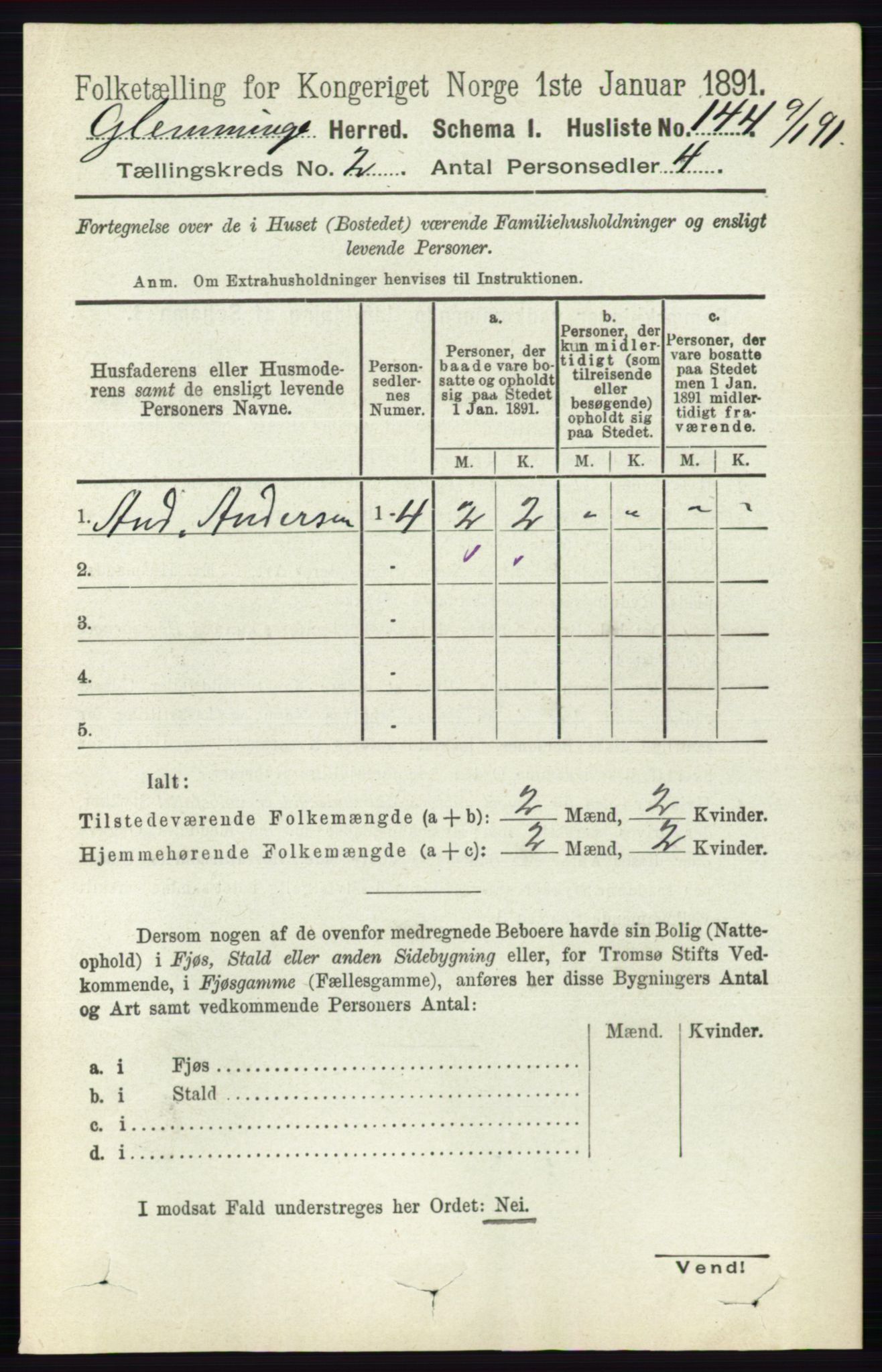 RA, 1891 census for 0132 Glemmen, 1891, p. 561