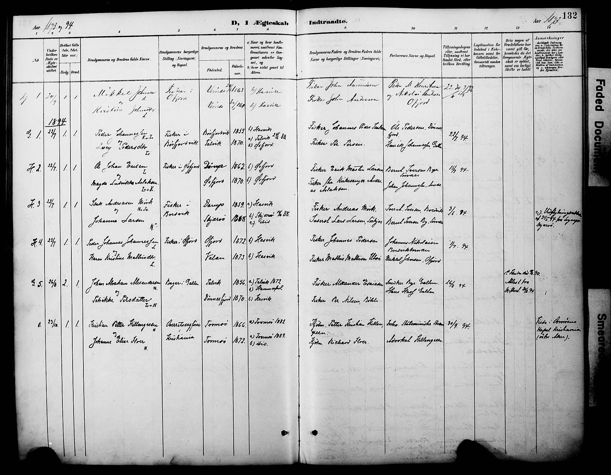 Loppa sokneprestkontor, SATØ/S-1339/H/Ha/L0008kirke: Parish register (official) no. 8, 1889-1907, p. 132