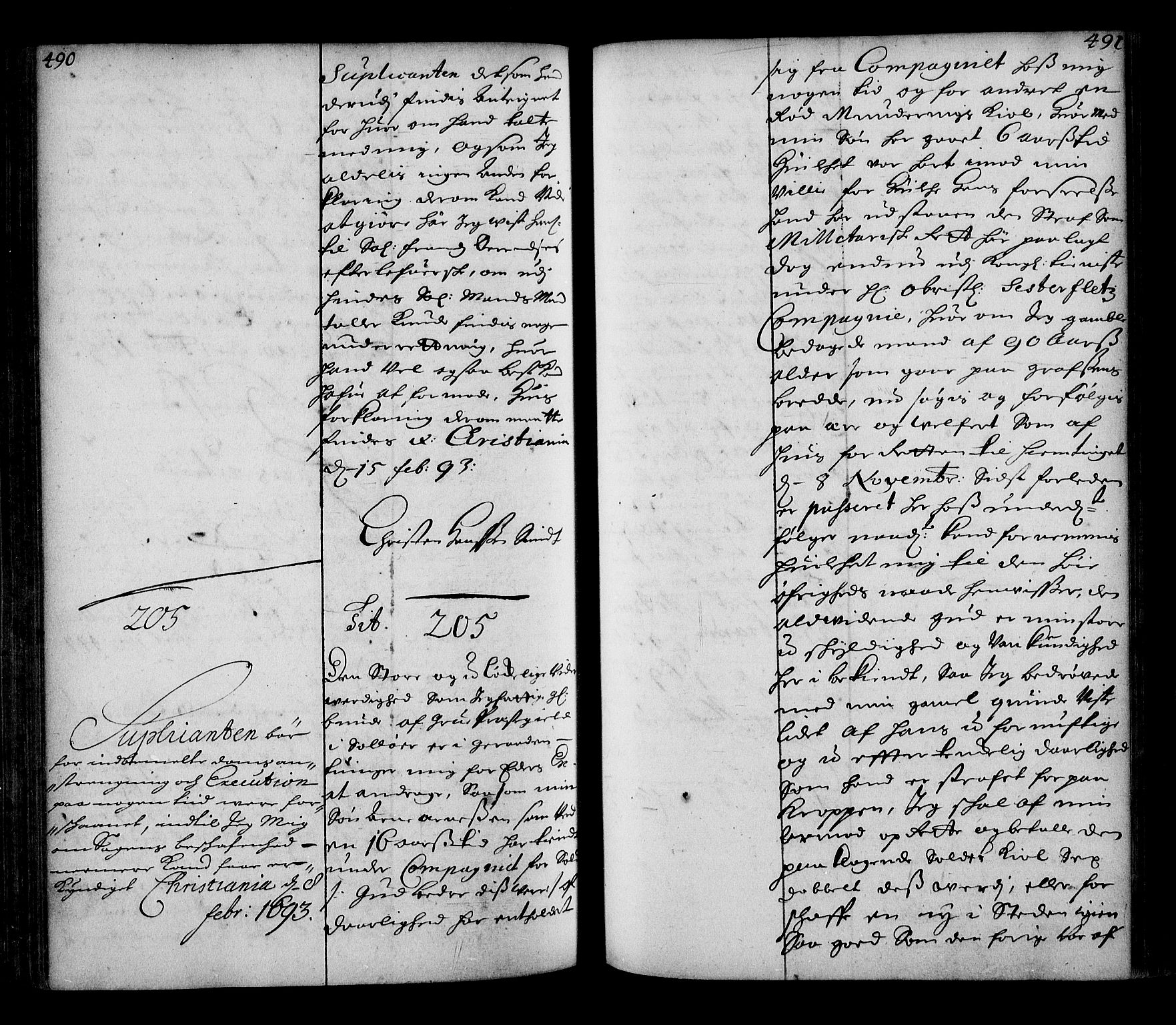 Stattholderembetet 1572-1771, AV/RA-EA-2870/Ae/L0010: Supplikasjons- og resolusjonsprotokoll, 1692-1693, p. 490-491