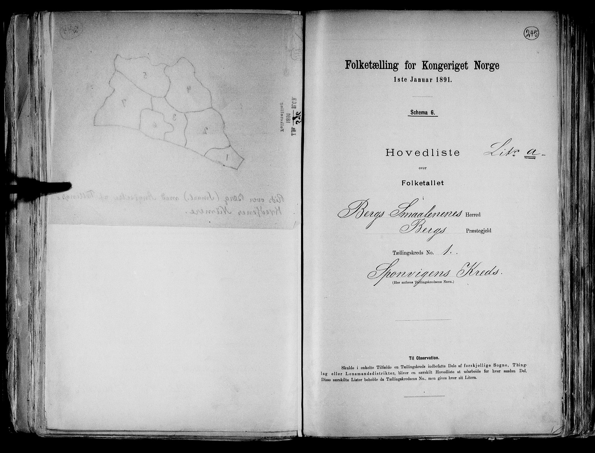 RA, 1891 census for 0116 Berg, 1891, p. 5
