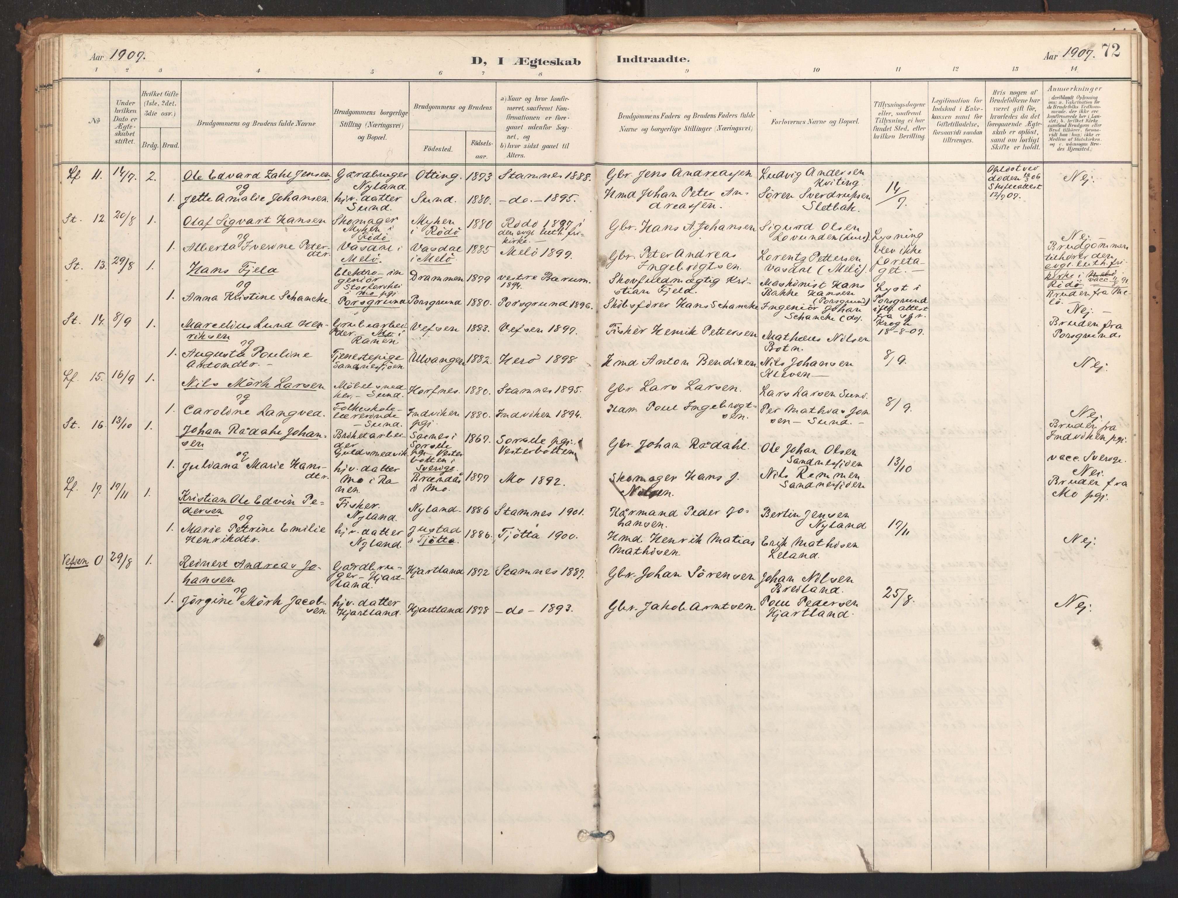 Ministerialprotokoller, klokkerbøker og fødselsregistre - Nordland, AV/SAT-A-1459/831/L0472: Parish register (official) no. 831A03, 1897-1912, p. 72