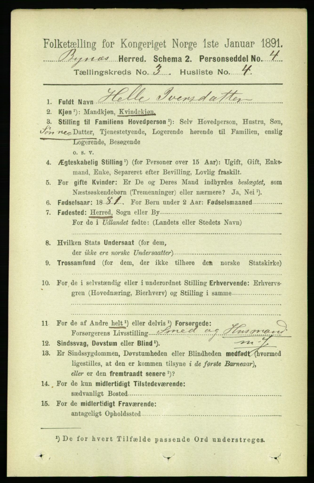 RA, 1891 census for 1655 Byneset, 1891, p. 1309