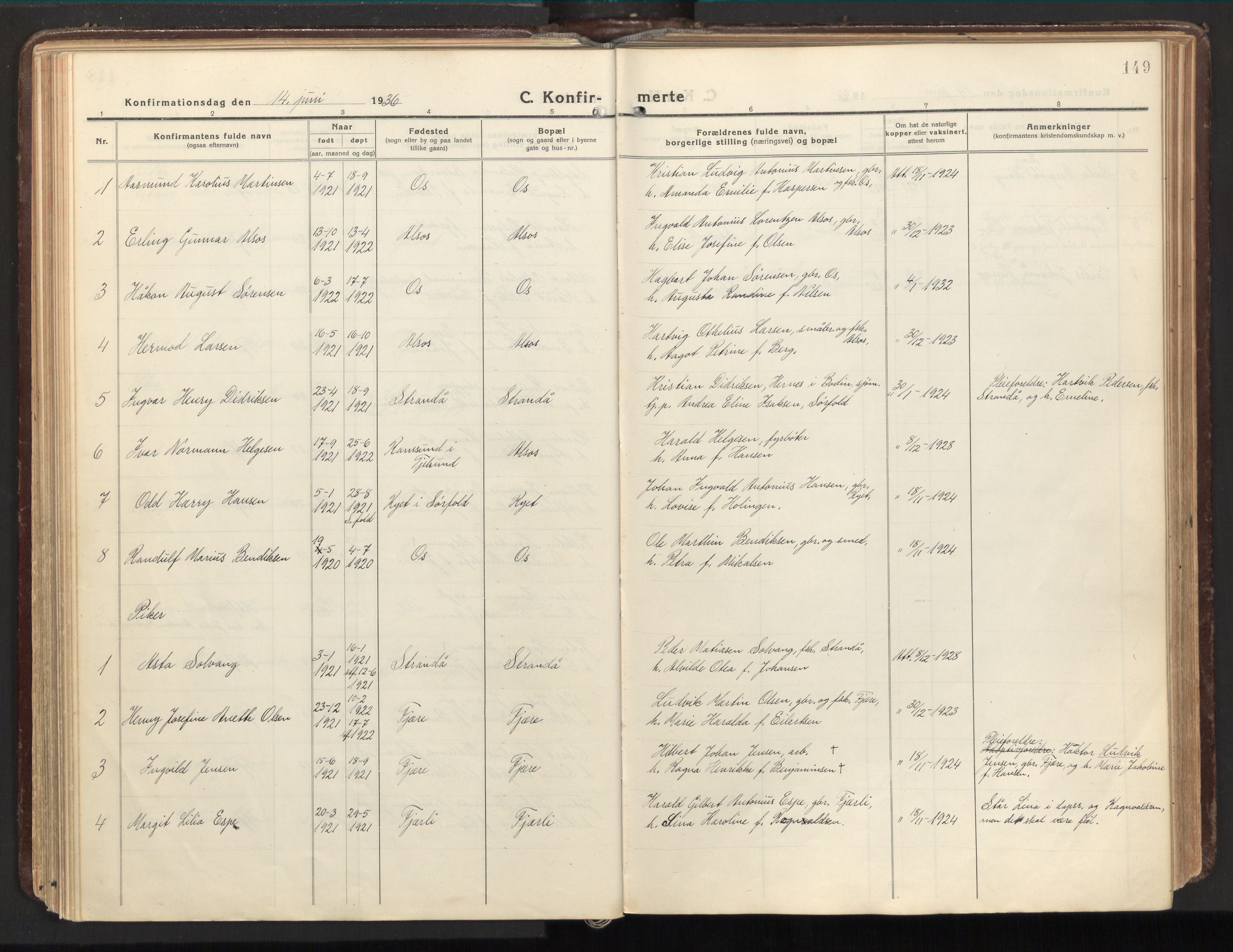 Ministerialprotokoller, klokkerbøker og fødselsregistre - Nordland, SAT/A-1459/803/L0073: Parish register (official) no. 803A03, 1920-1955, p. 149