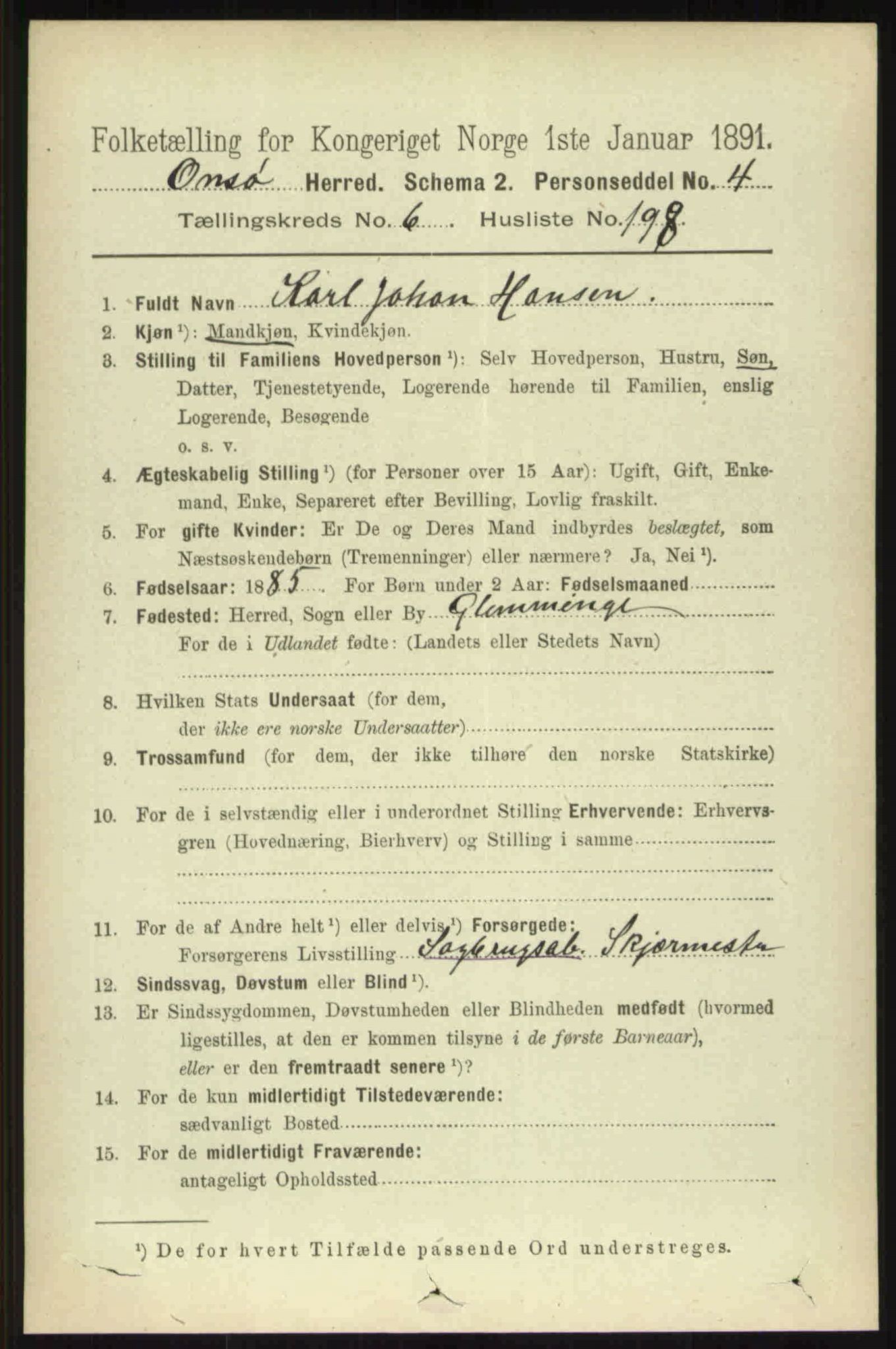 RA, 1891 census for 0134 Onsøy, 1891, p. 6354