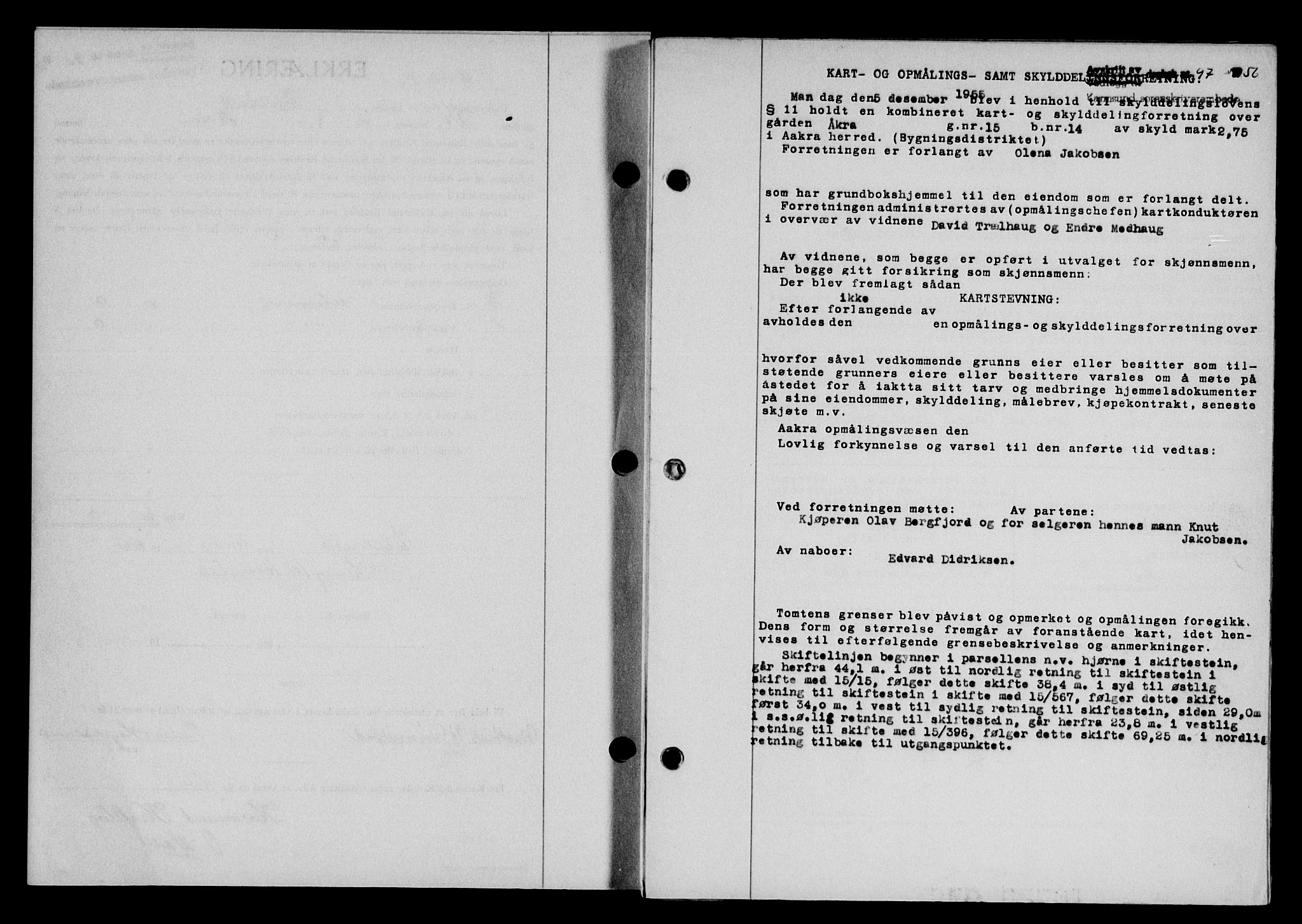 Karmsund sorenskriveri, SAST/A-100311/01/II/IIB/L0118: Mortgage book no. 98A, 1955-1956, Diary no: : 97/1956