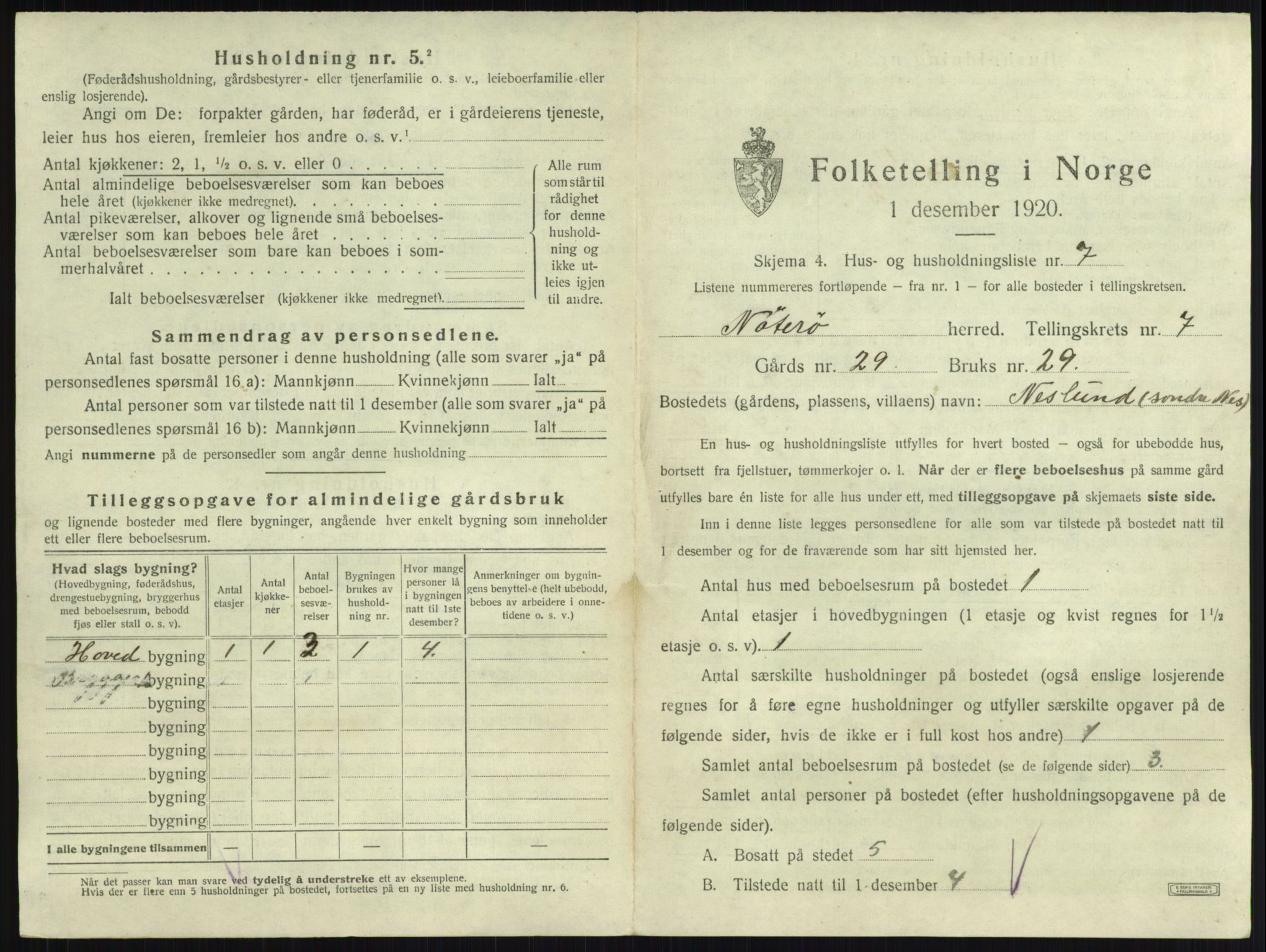 SAKO, 1920 census for Nøtterøy, 1920, p. 1334