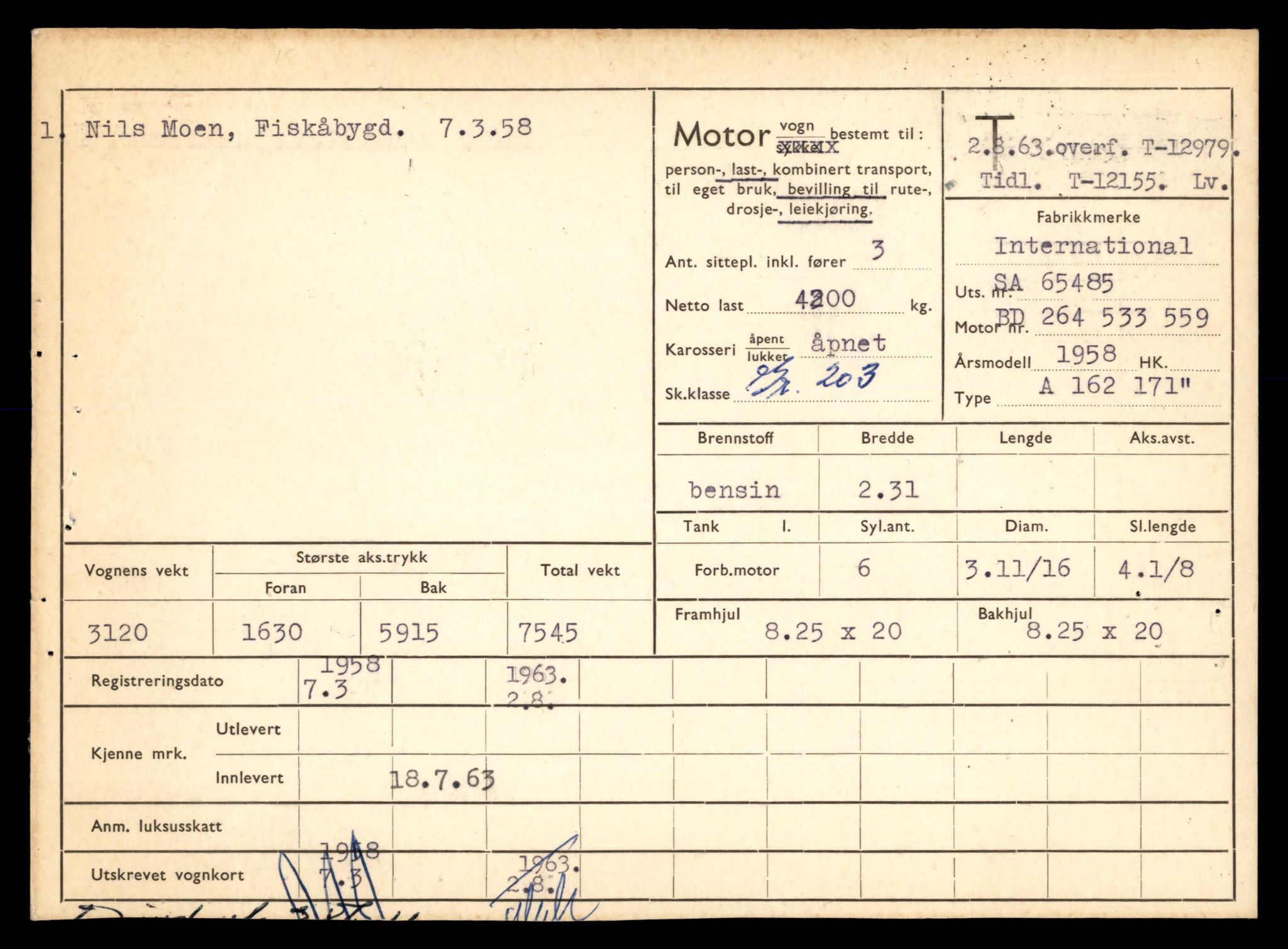Møre og Romsdal vegkontor - Ålesund trafikkstasjon, AV/SAT-A-4099/F/Fe/L0035: Registreringskort for kjøretøy T 12653 - T 12829, 1927-1998, p. 2116