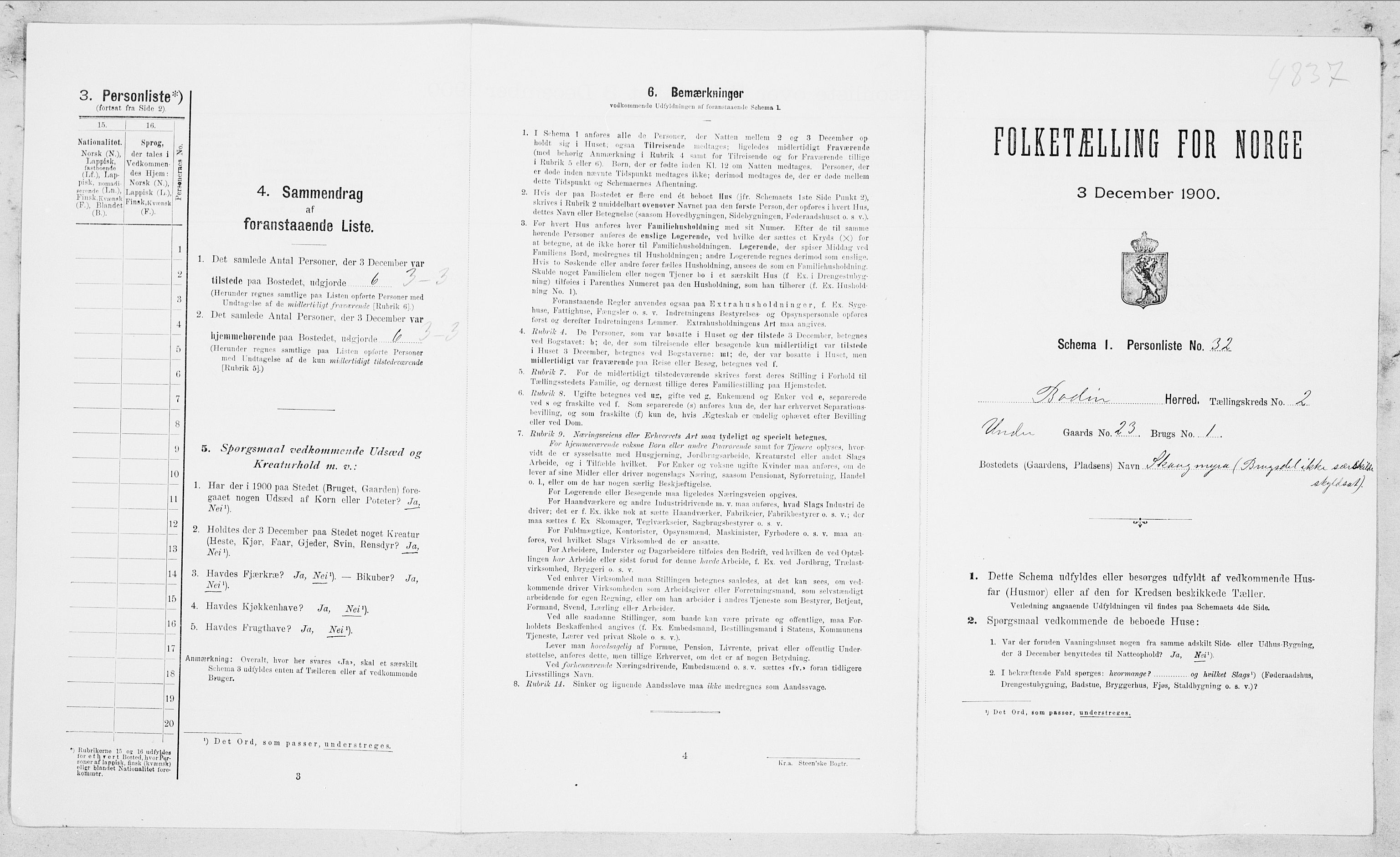 SAT, 1900 census for Bodin, 1900, p. 194