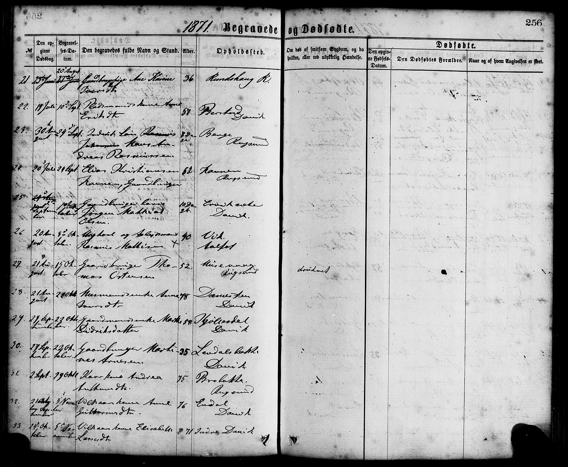 Davik sokneprestembete, AV/SAB-A-79701/H/Haa/Haaa/L0006: Parish register (official) no. A 6, 1867-1881, p. 256