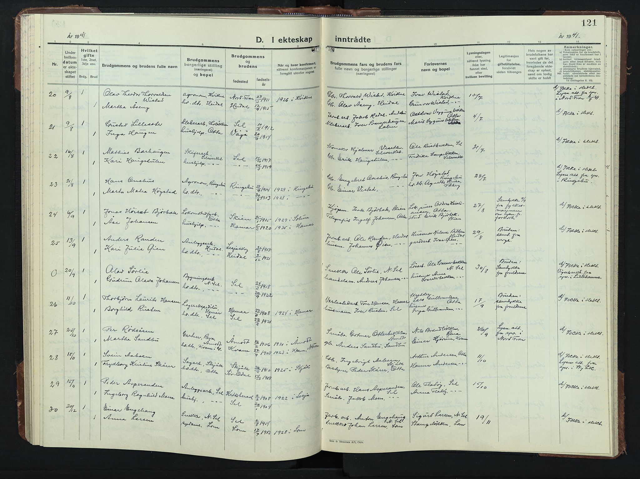 Sel prestekontor, AV/SAH-PREST-074/H/Ha/Hab/L0003: Parish register (copy) no. 3, 1940-1951, p. 121