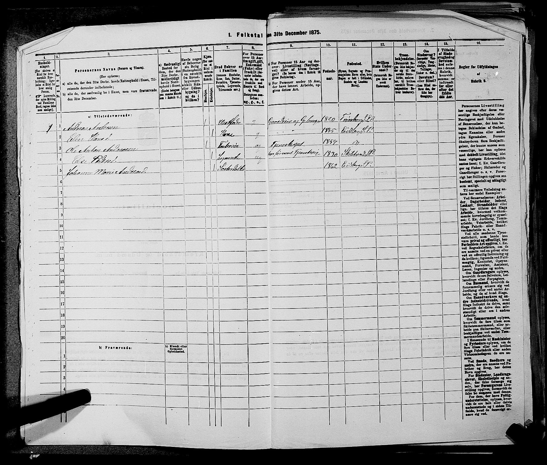 RA, 1875 census for 0125P Eidsberg, 1875, p. 1360