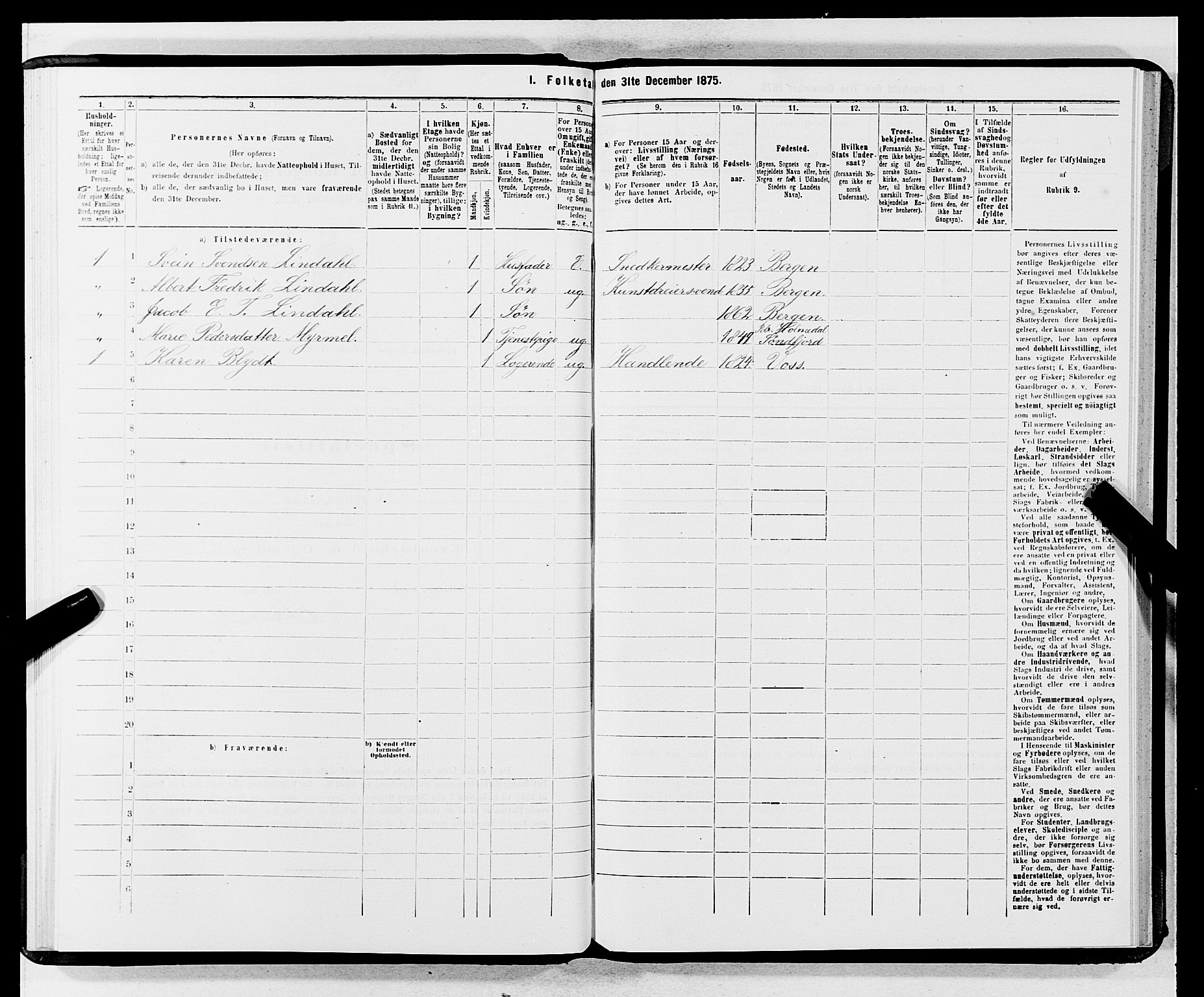 SAB, 1875 census for 1301 Bergen, 1875, p. 3007