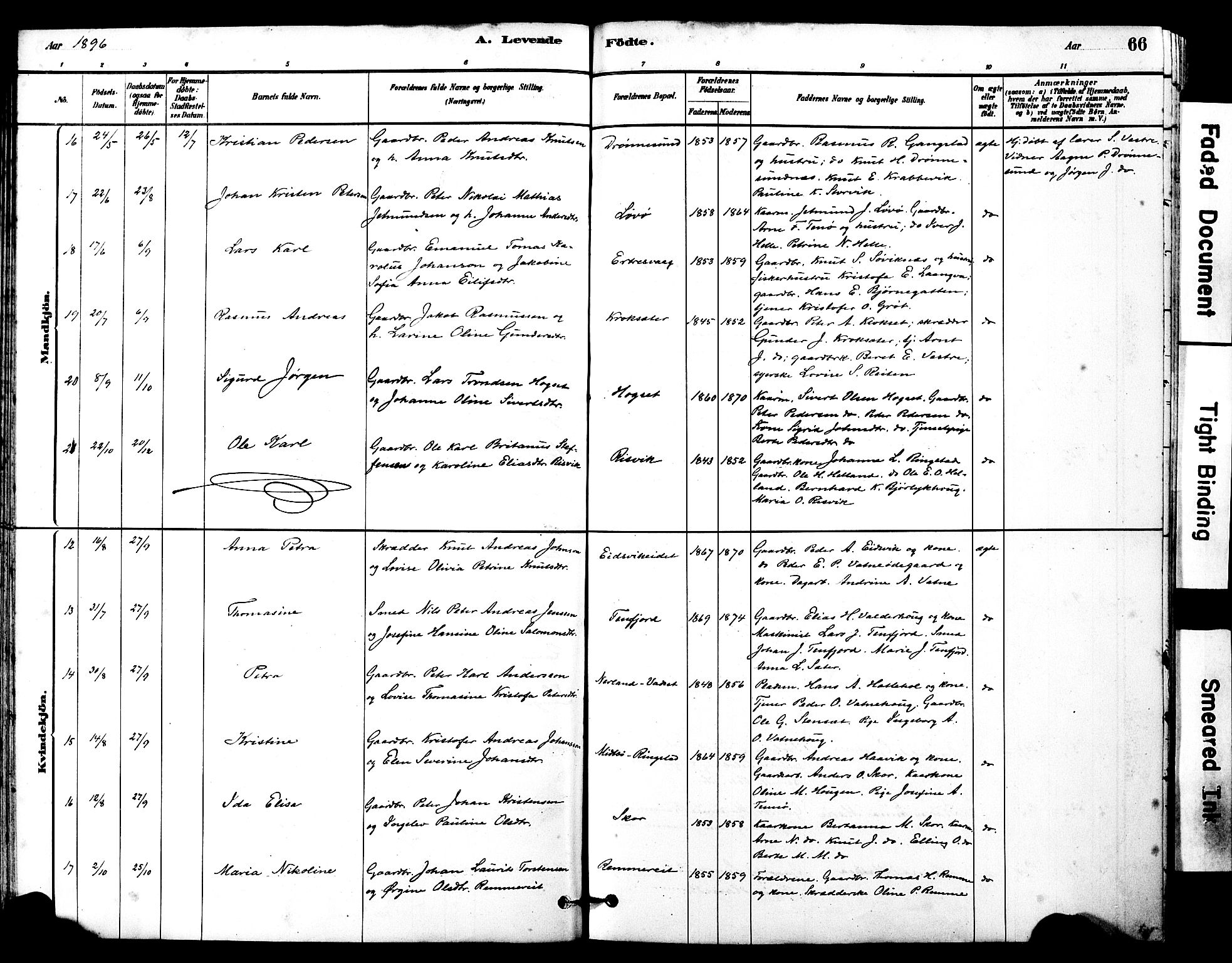 Ministerialprotokoller, klokkerbøker og fødselsregistre - Møre og Romsdal, SAT/A-1454/525/L0374: Parish register (official) no. 525A04, 1880-1899, p. 66