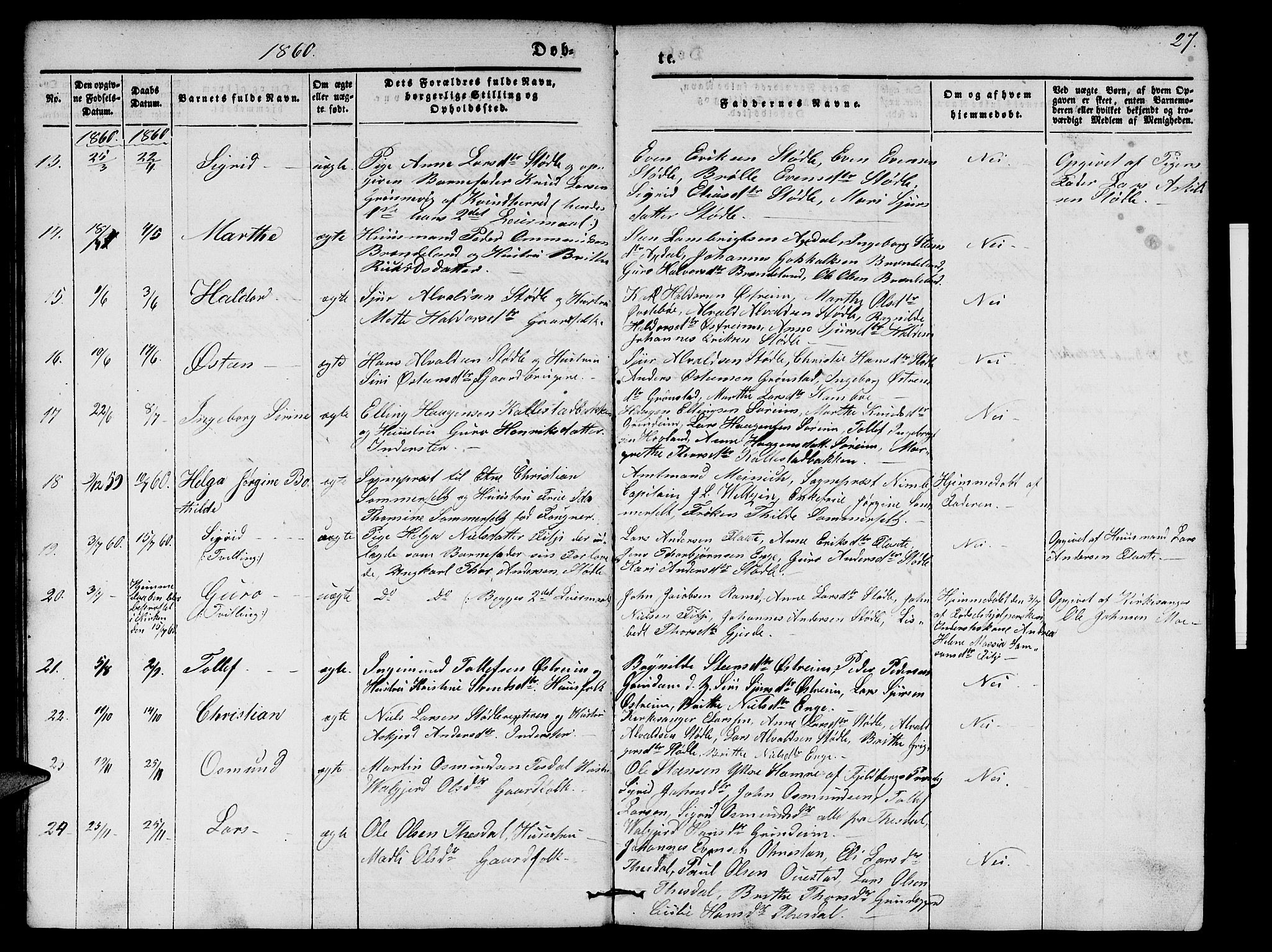 Etne sokneprestembete, SAB/A-75001/H/Hab: Parish register (copy) no. A 2, 1851-1862, p. 27
