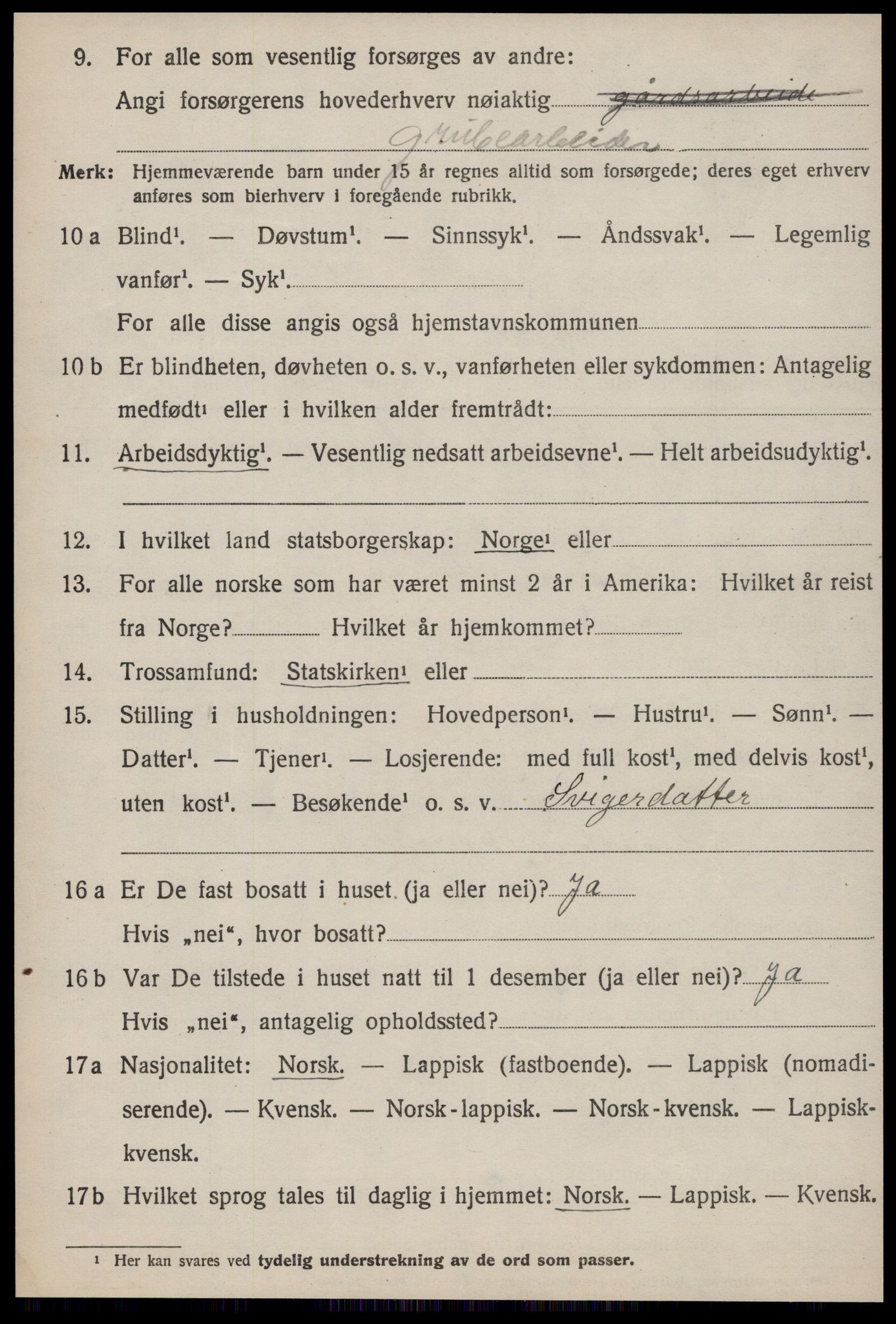 SAT, 1920 census for Røros, 1920, p. 10607