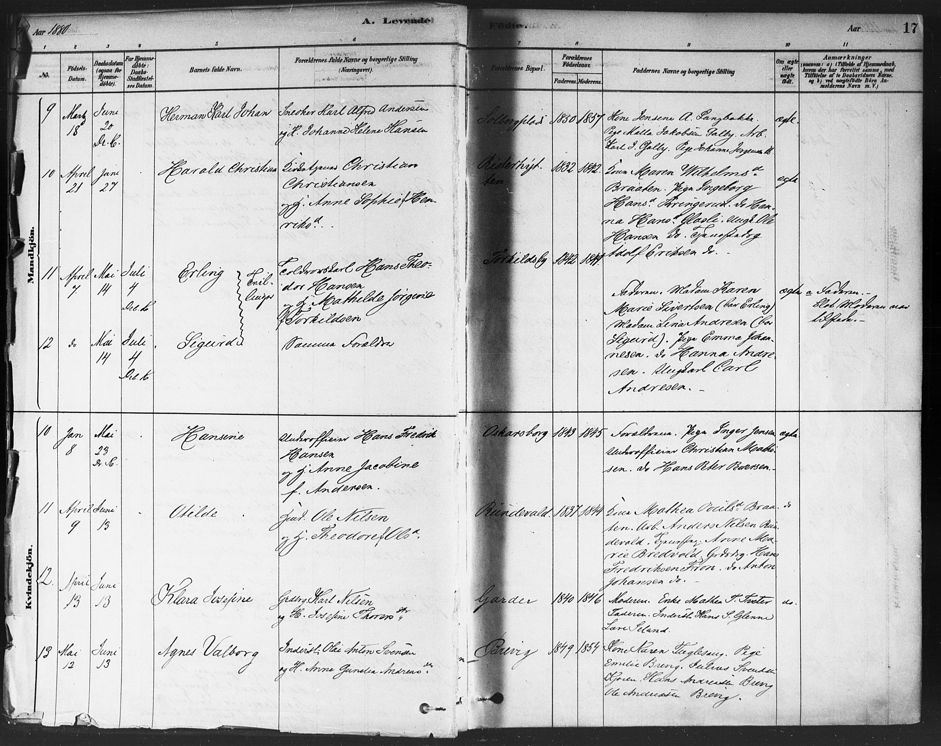 Drøbak prestekontor Kirkebøker, SAO/A-10142a/F/Fc/L0002: Parish register (official) no. III 2, 1878-1891, p. 17
