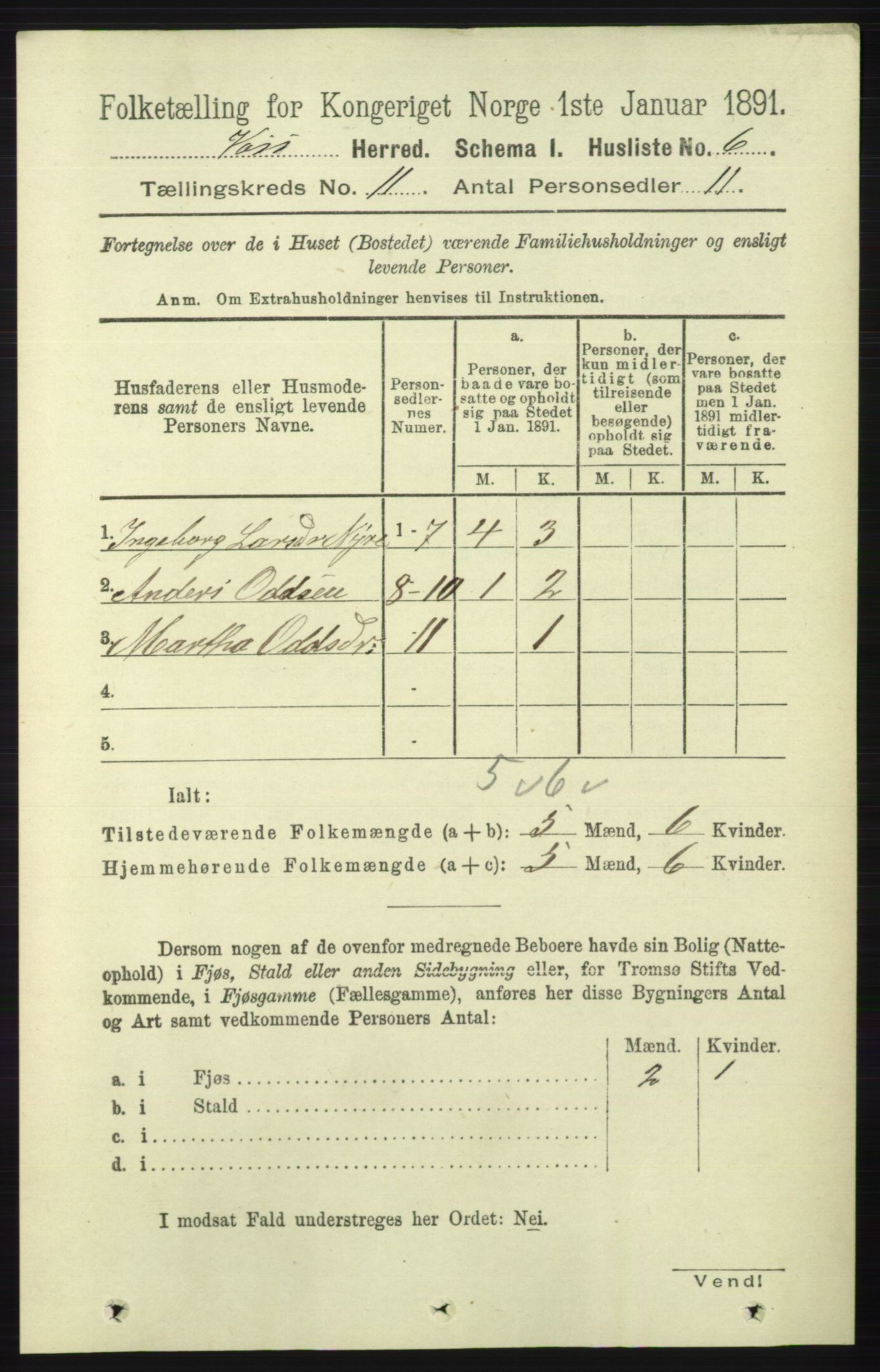 RA, 1891 census for 1235 Voss, 1891, p. 5730