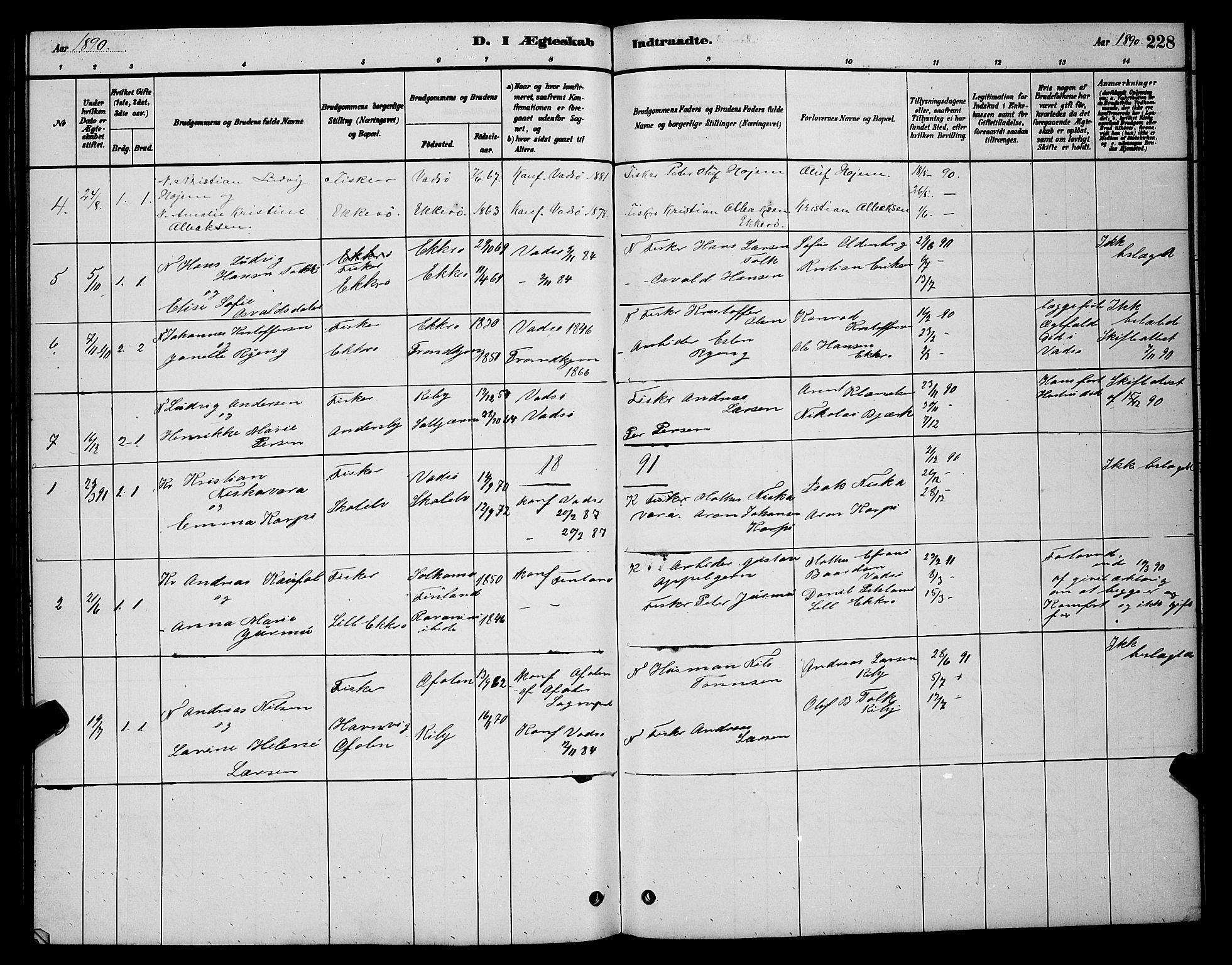 Vadsø sokneprestkontor, SATØ/S-1325/H/Hb/L0003klokker: Parish register (copy) no. 3, 1881-1901, p. 228