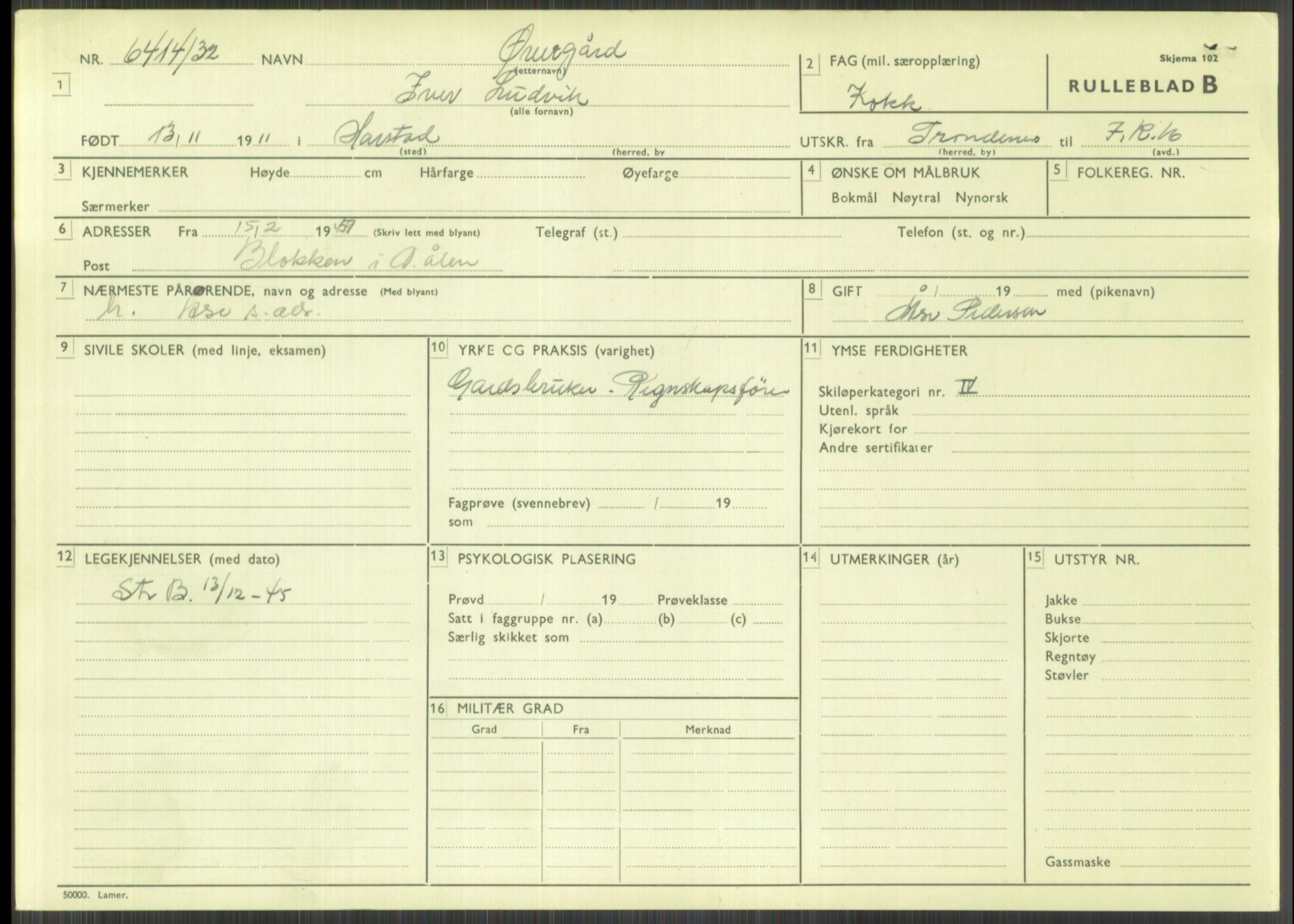 Forsvaret, Troms infanteriregiment nr. 16, AV/RA-RAFA-3146/P/Pa/L0016: Rulleblad for regimentets menige mannskaper, årsklasse 1932, 1932, p. 1647