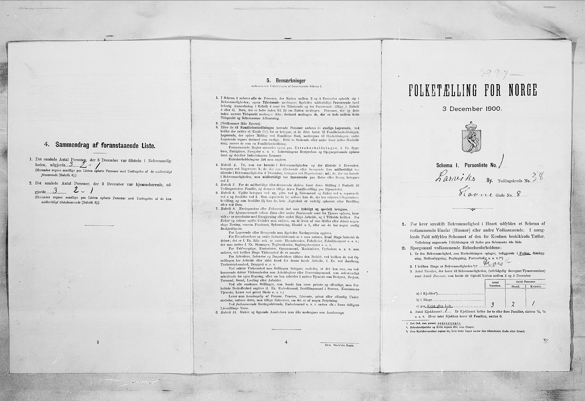 RA, 1900 census for Larvik, 1900, p. 5084